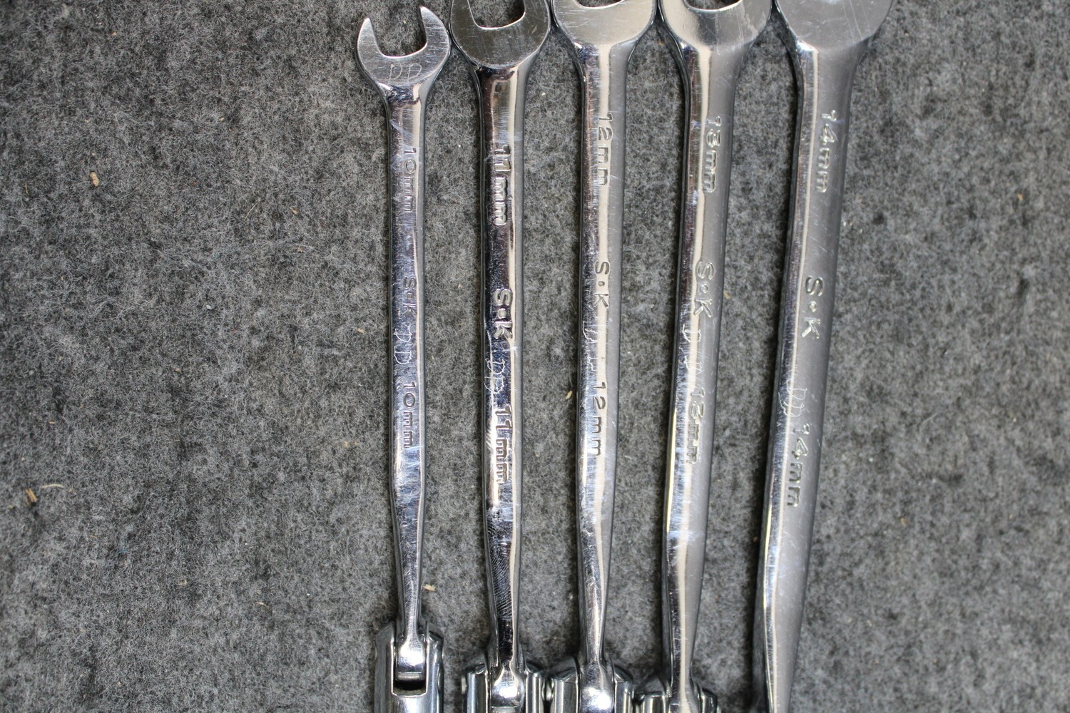 SK Tools Metric Flex Head Combination Wrench Set 10mm-19mm w/Tray (458903)