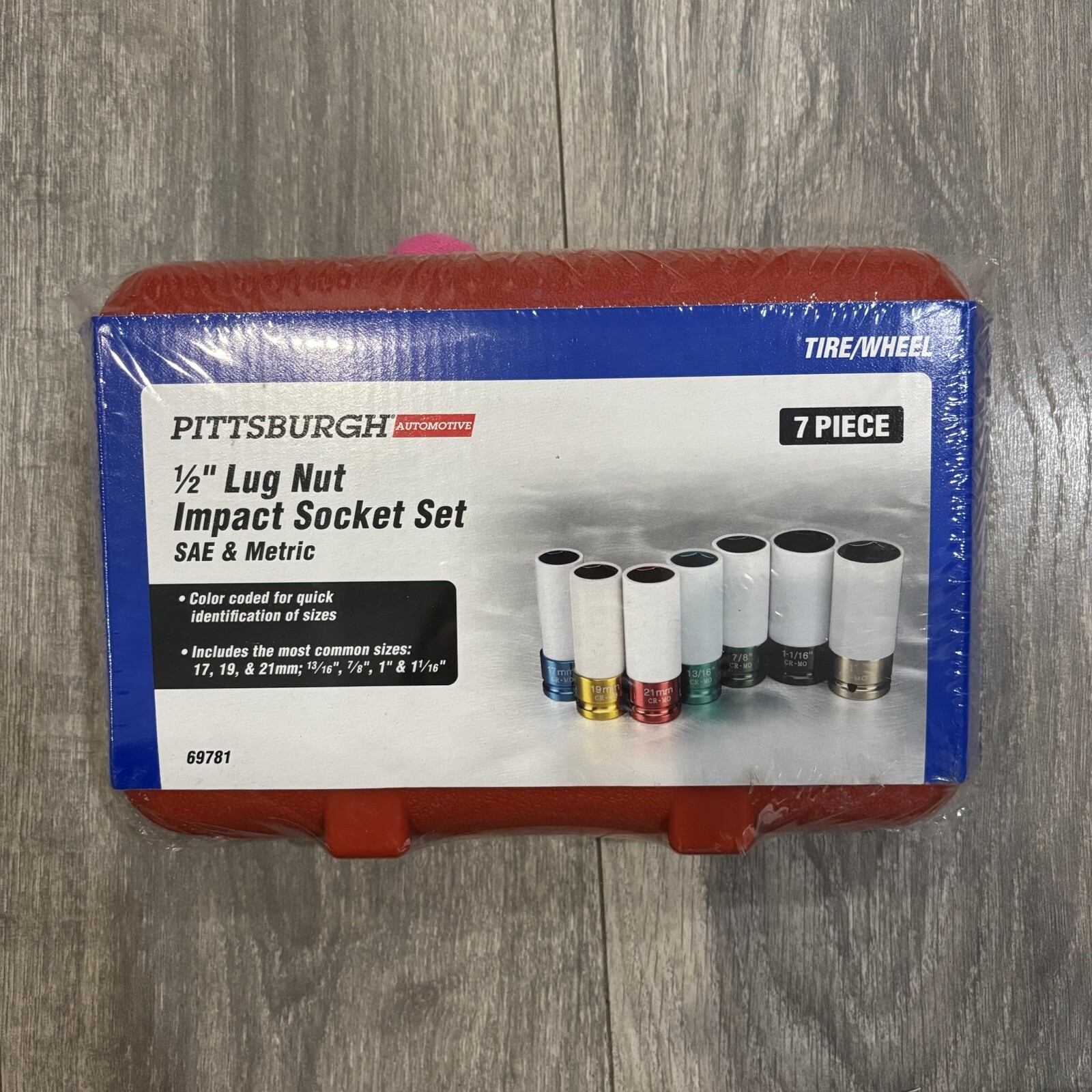 NEW SEALED PITTSBURGH 1/2″ LUG NUT IMPACT SOCKET SET SAE METRIC TIRE/WHEEL 7 PCS