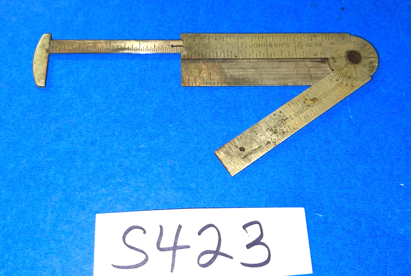 RARE JOHNSONS TOOLS 3-3/4 LONG No. 44 GERMAN SILVER CALIPER RULE 1-8-1907