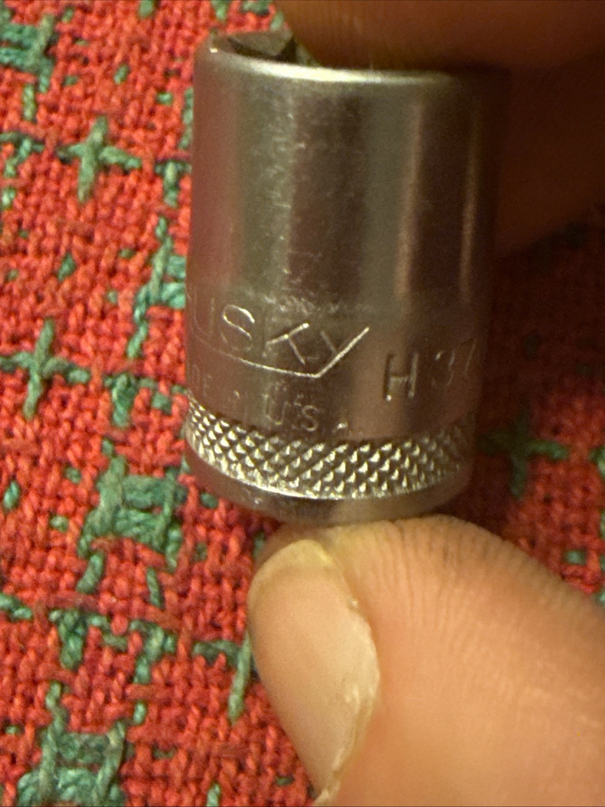 Vintage Husky Tools 3/8 Socket Double Square 8pt 3/8 Dr USA 🇺🇸 Early Knurl