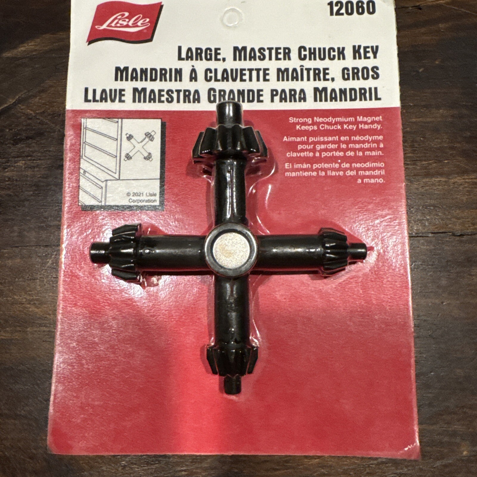 Lisle 12060 Large Master Magnetic Chuck Key with 4 Sizes