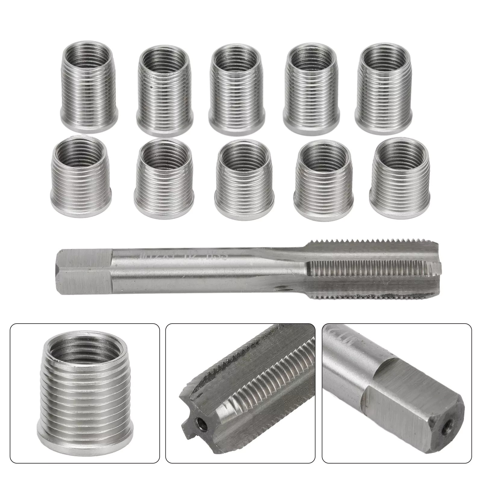 1Set Universal Spark Plug Thread Repair Tool with M10x1.0 Thread Inserts