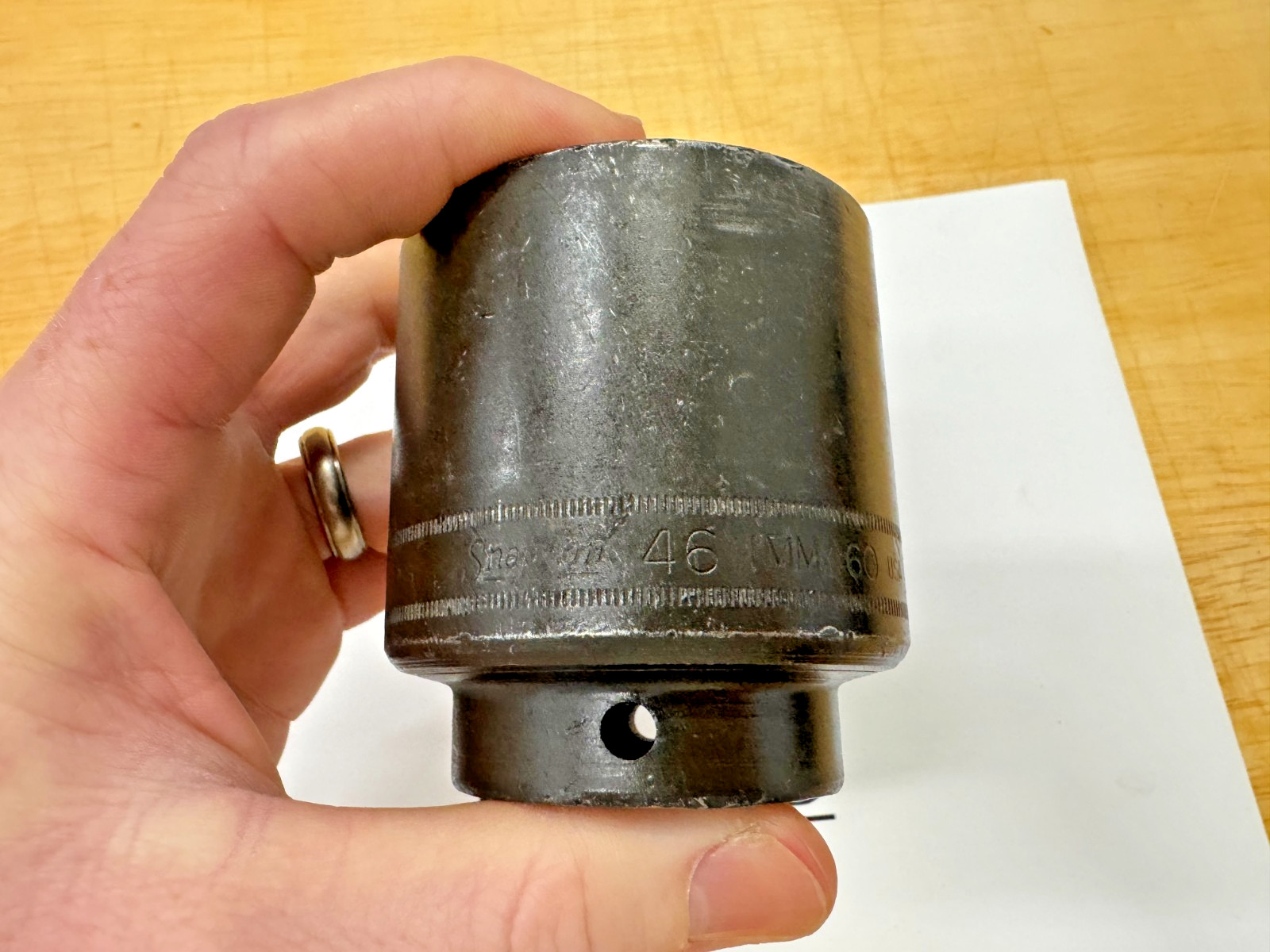 Snap-on Tools USA 1/2″ Drive 46mm Metric 6pt Shallow Impact Socket IMM460 used
