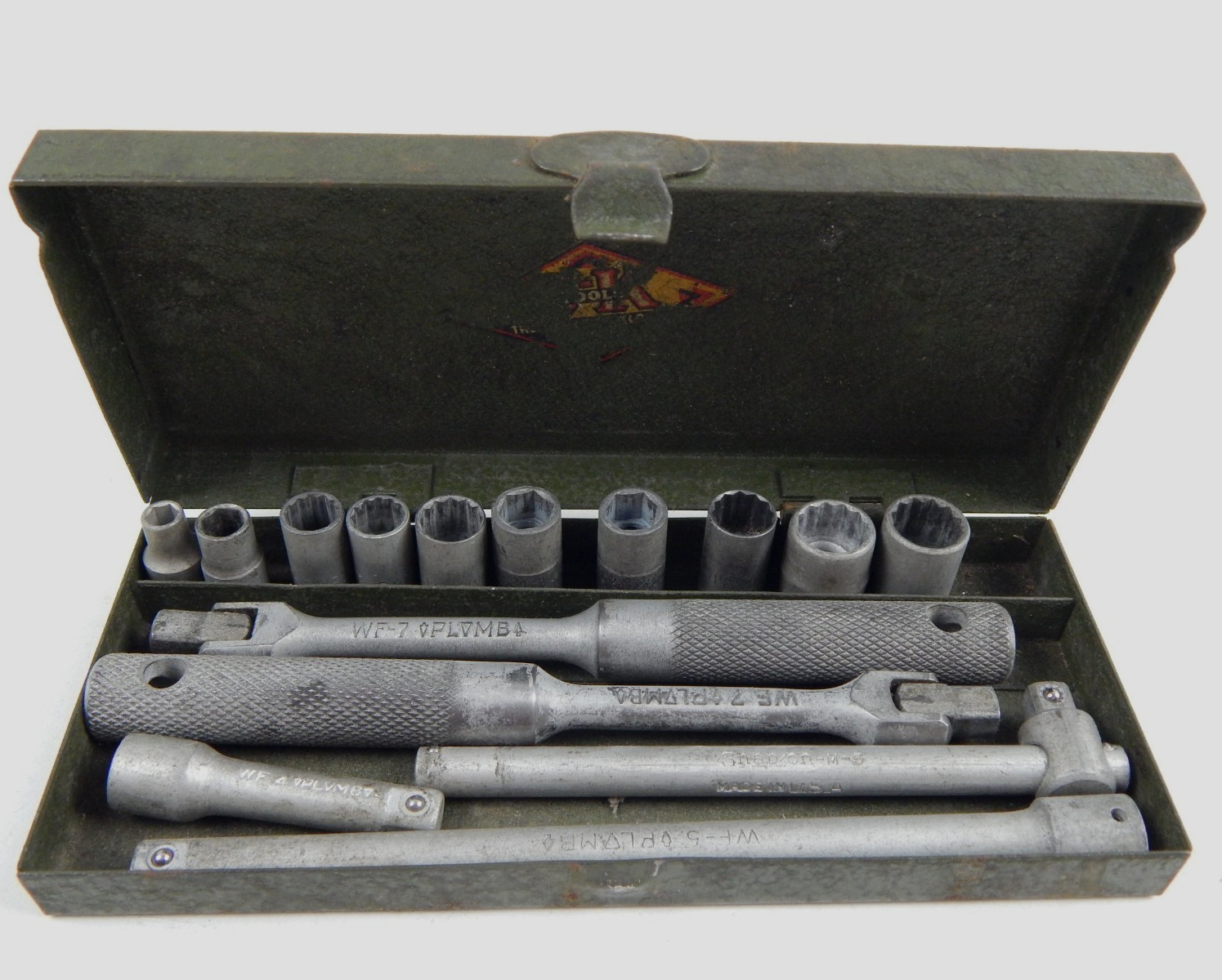 Vintage PLVMB Plomb Proto 1/4″ Drive SAE WWII Socket Set – Some Snap On SK Case