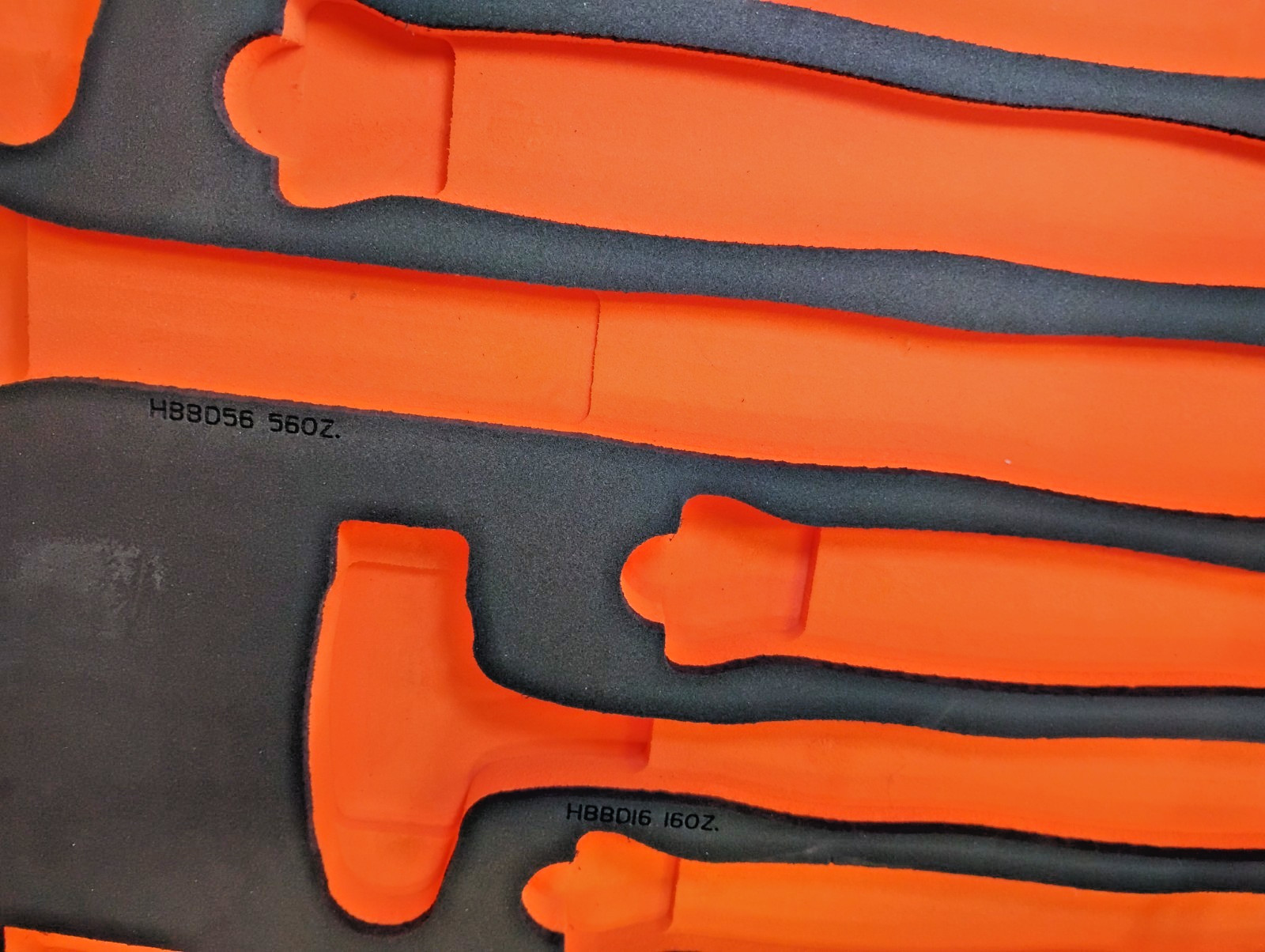Snap-on Tools ORANGE FOAM ORGANIZER for 6pc Ball Peen Hammer Set FMHBBD028