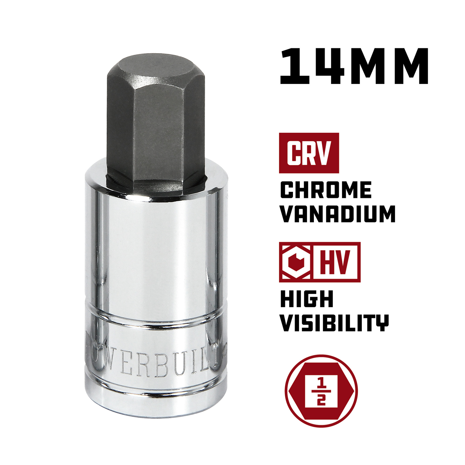 Powerbuilt 1/2 Inch Drive x 14MM Hex Bit Socket – 642277
