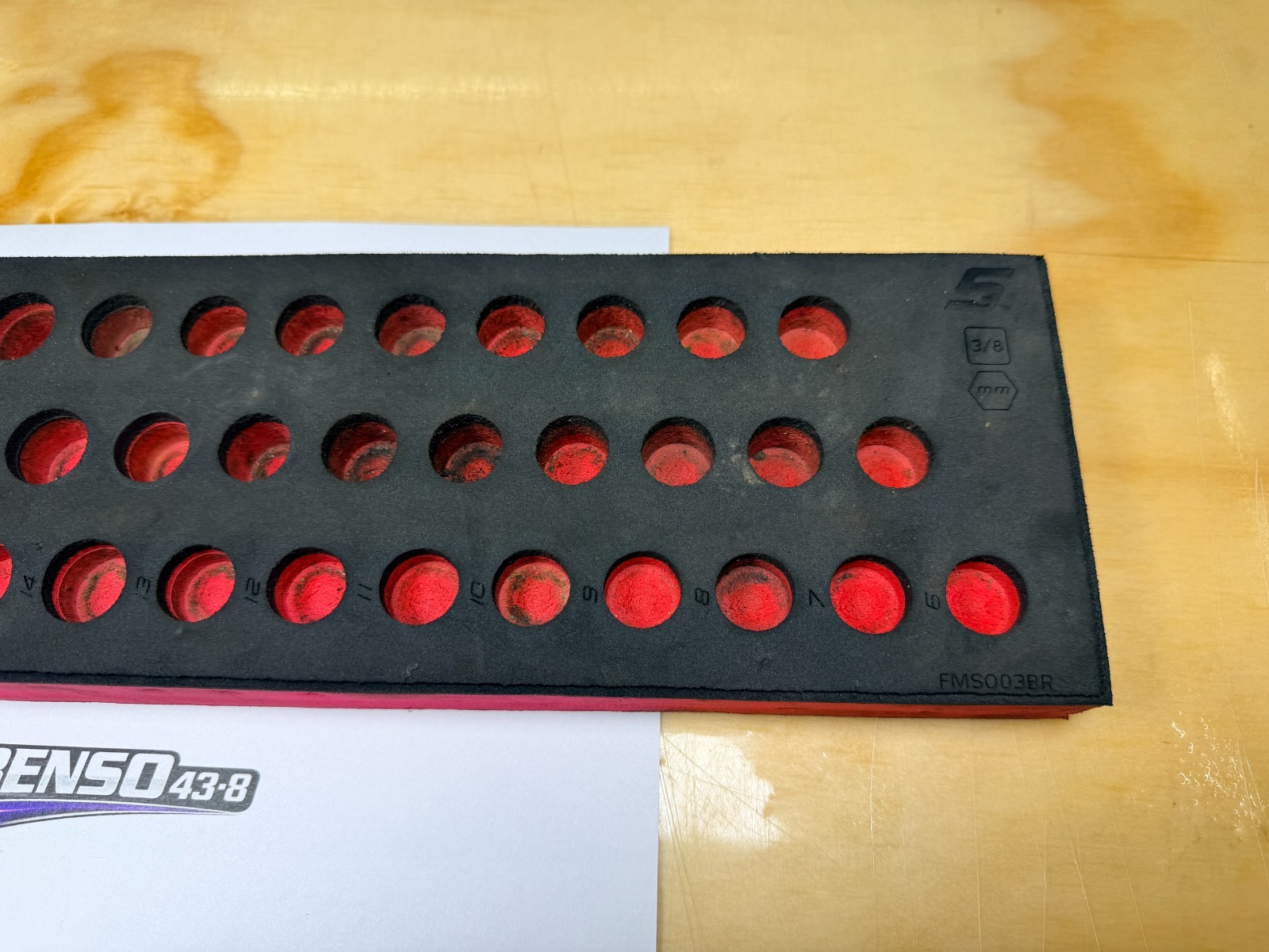 Snap-on Tools USED RED FOAM Tray for 45pc 3/8″ Drive Metric Socket Set FMS003BR