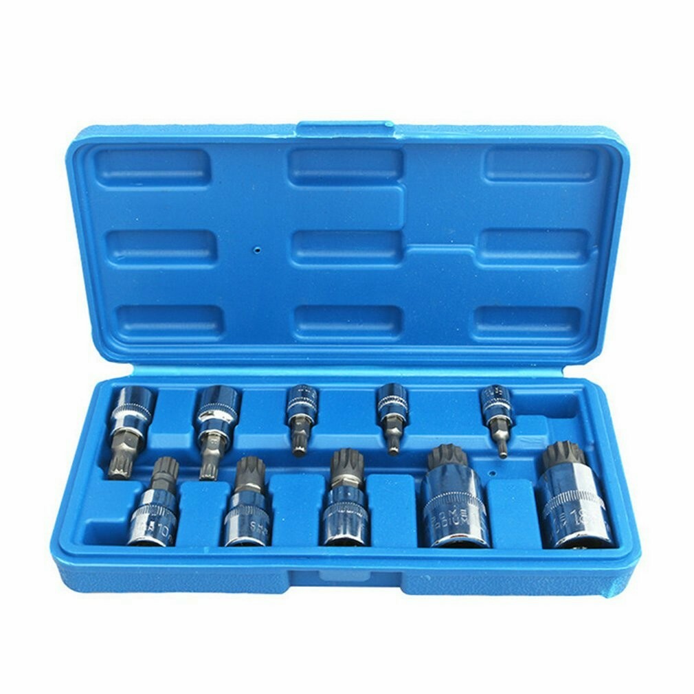 10PC XZN Triple Square 12 Point Spline Bit socket Set 4MM – 18MM