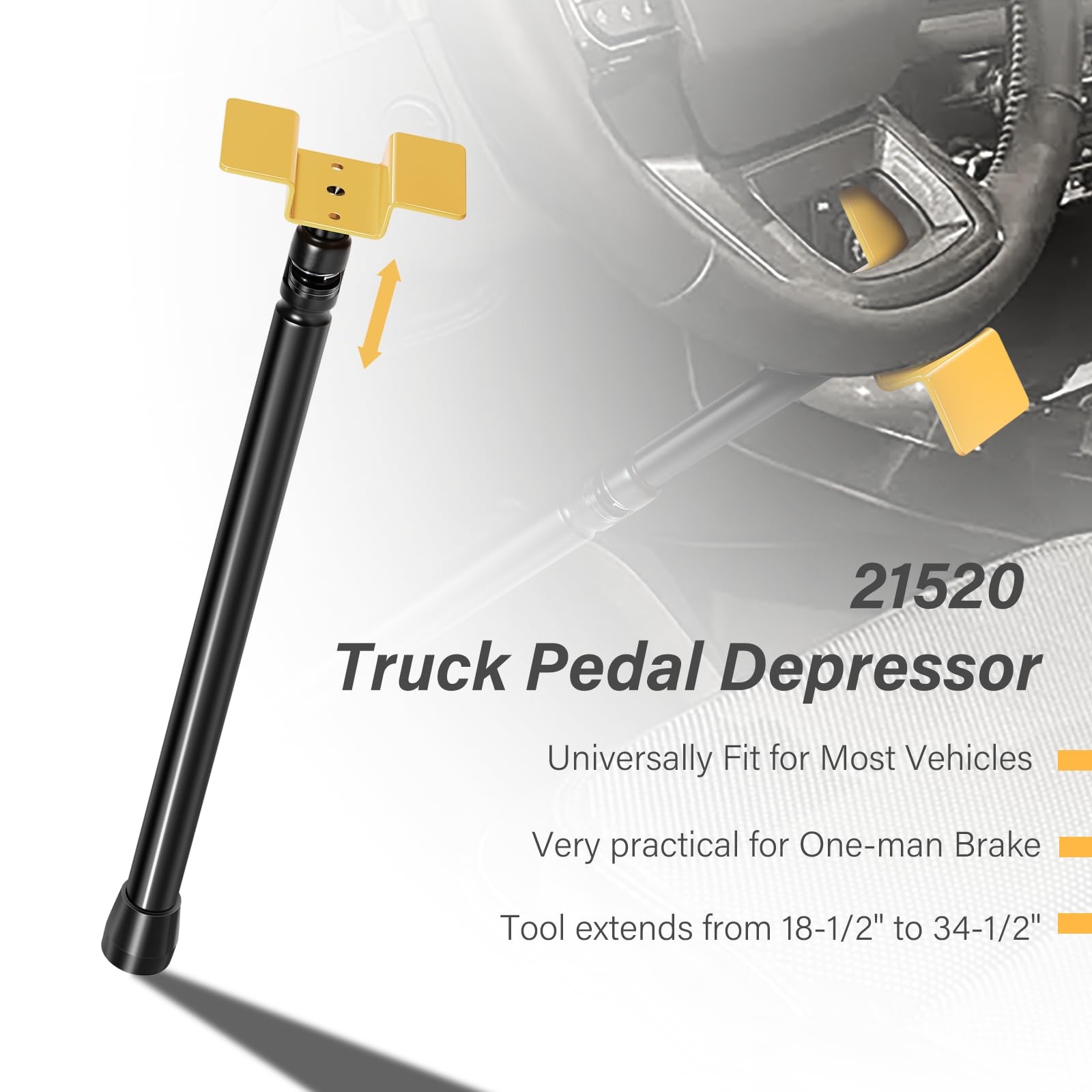 21520 Truck Brake Pedal Depressor Tool Extends from 18-1/2″ to 34-1/2″ for Truck