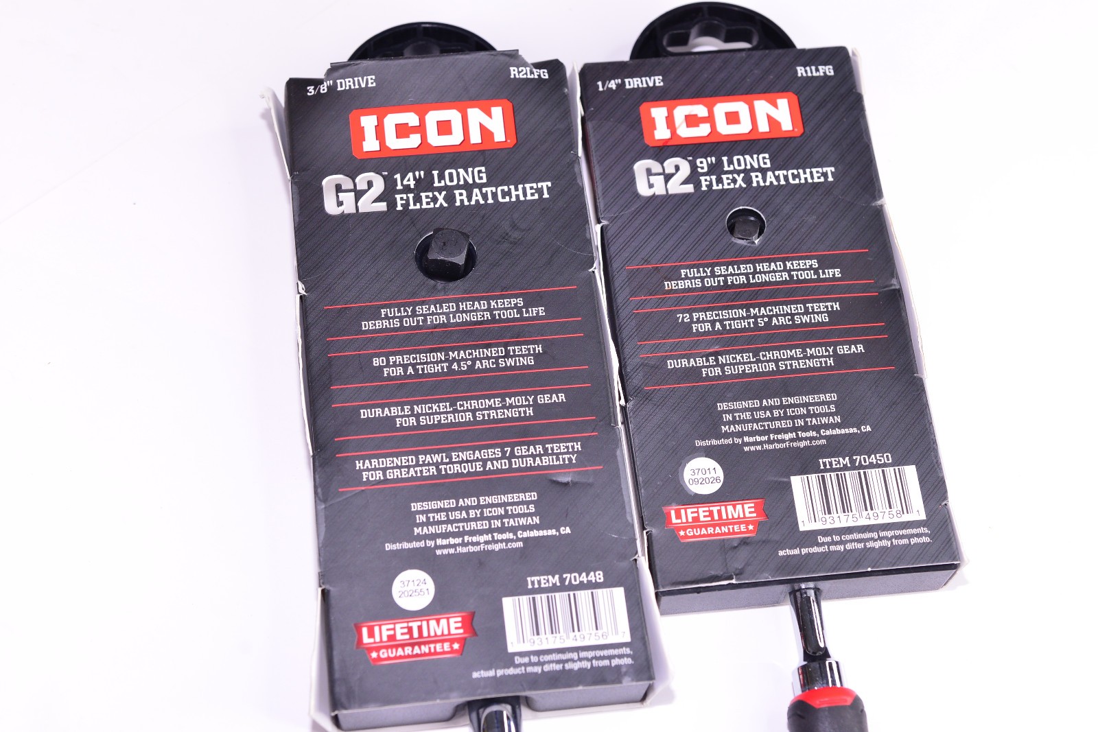 ICON G2 1/4 & 3/8″ Drive Long Flex Ratchet R1LFG – R2LFG Tool Set Comfort Grip
