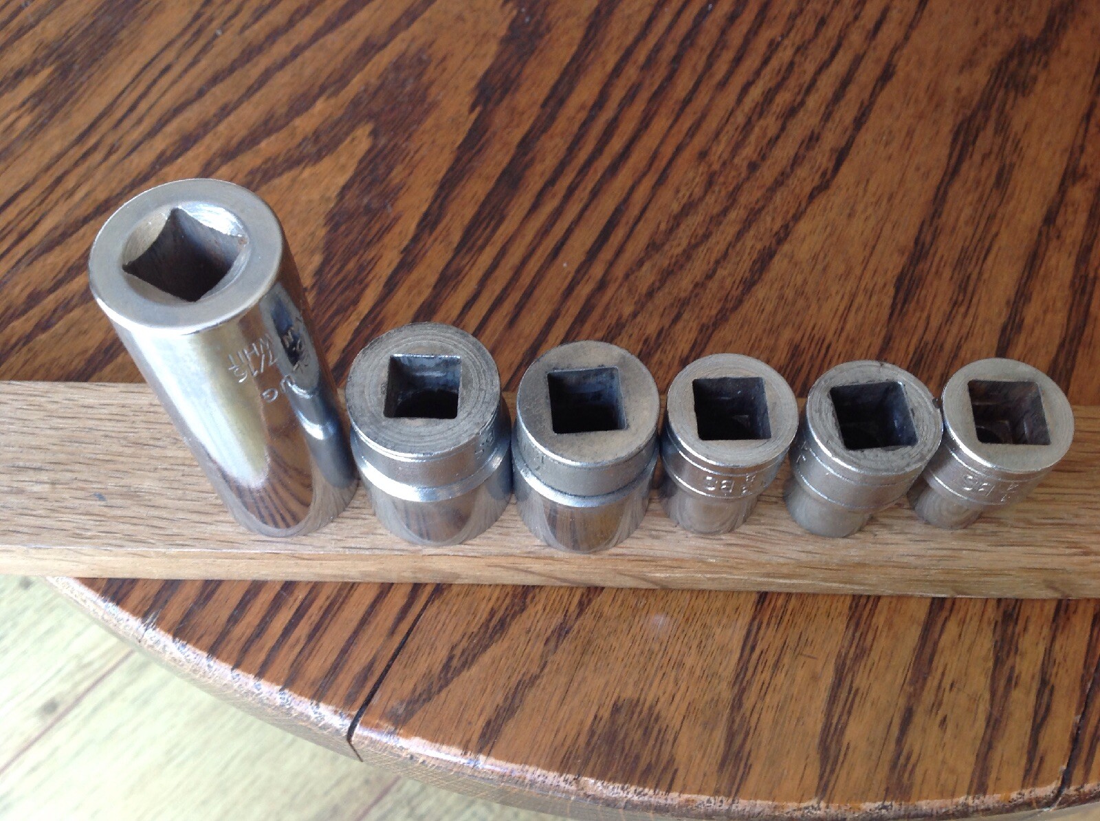 6 Halfords Sockets 1/2″ To 3/16″Whitworth With 1/2″Drive & 7/16″w Plug Socket.