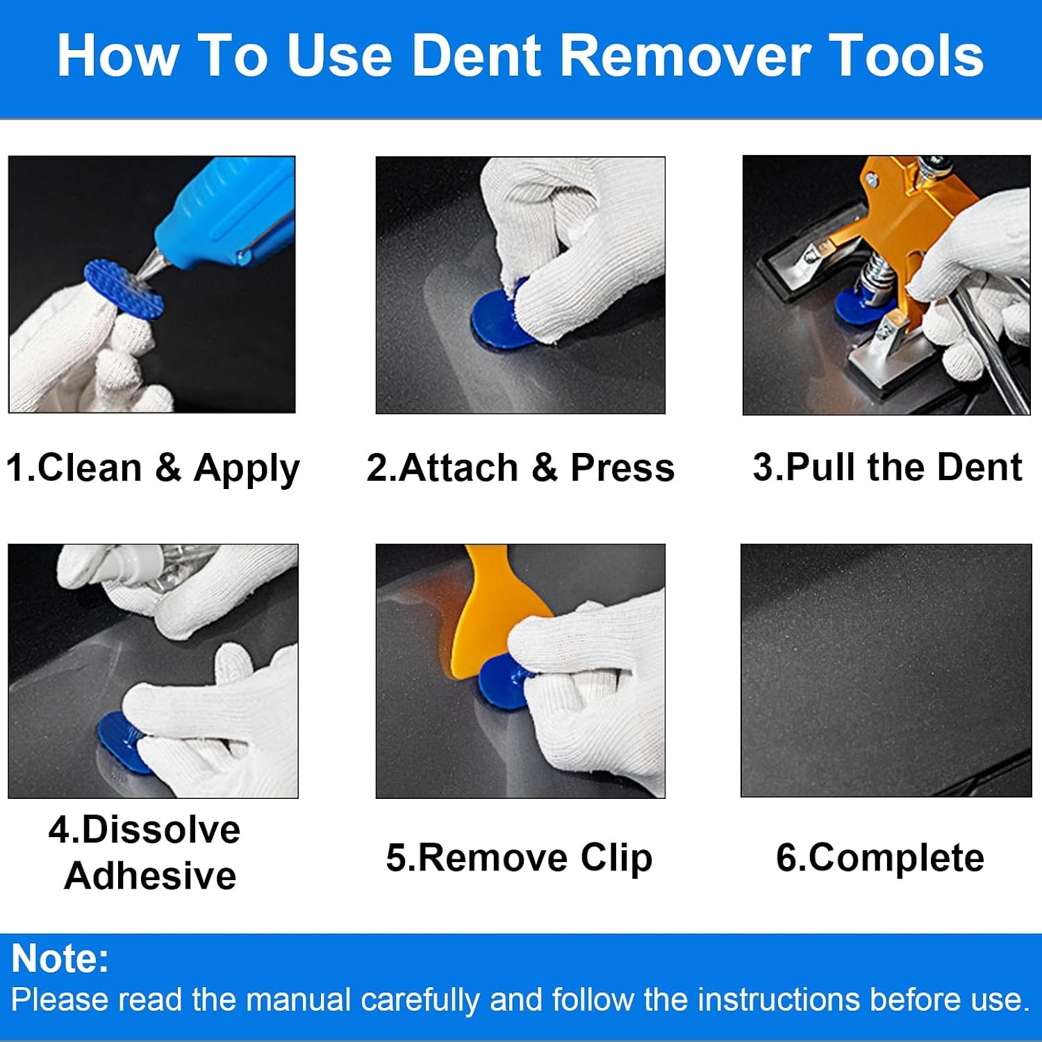 59PCS Dent Repair Kit Golden Lifter, Bridge Puller, Hot Glue Dent Puller and PDR