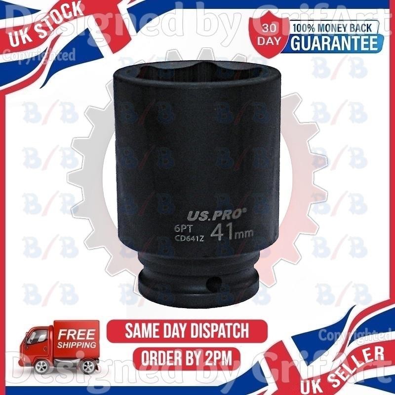 USPRO 41MM 1/2″ DRIVE 6PT THIN WALL HUB NUT SOCKET DEEP IMPACT FORD TOYOTA IVECO