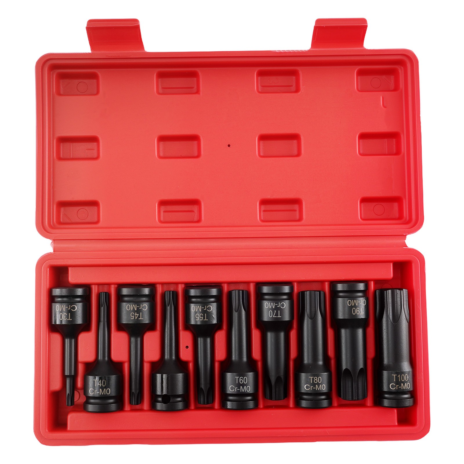 10Pcs T30-T100 1/2 Inch Socket Bits Set Star Drive Impact with Carrying Case