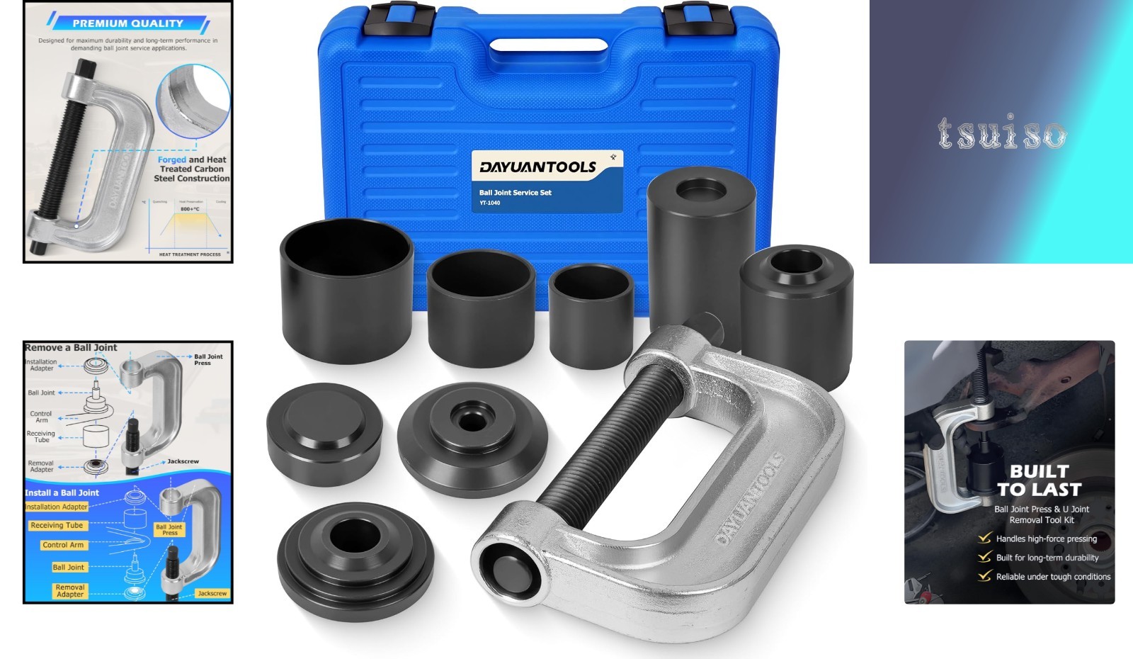 Automotive Ball Joint & U Joint Tool Kit with 4×4 Adapters – Compact and Durable