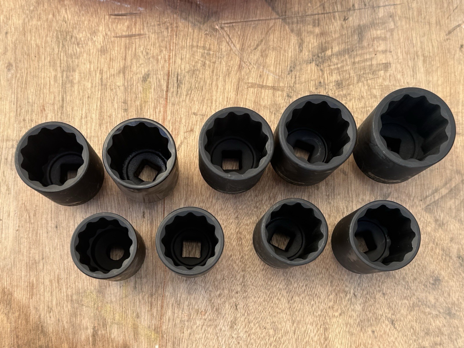 9pcs 1/2″ Drive 12 Point Deep Spindle Axle Nut Impact Socke Metric 29-38mm Cr-MO