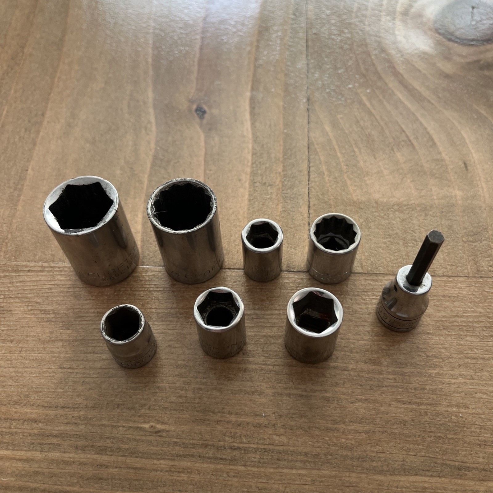 Craftsman Socket Lot 8 Pieces 13/16, 3/4, 14, 13, 7/16, 9/16, 11