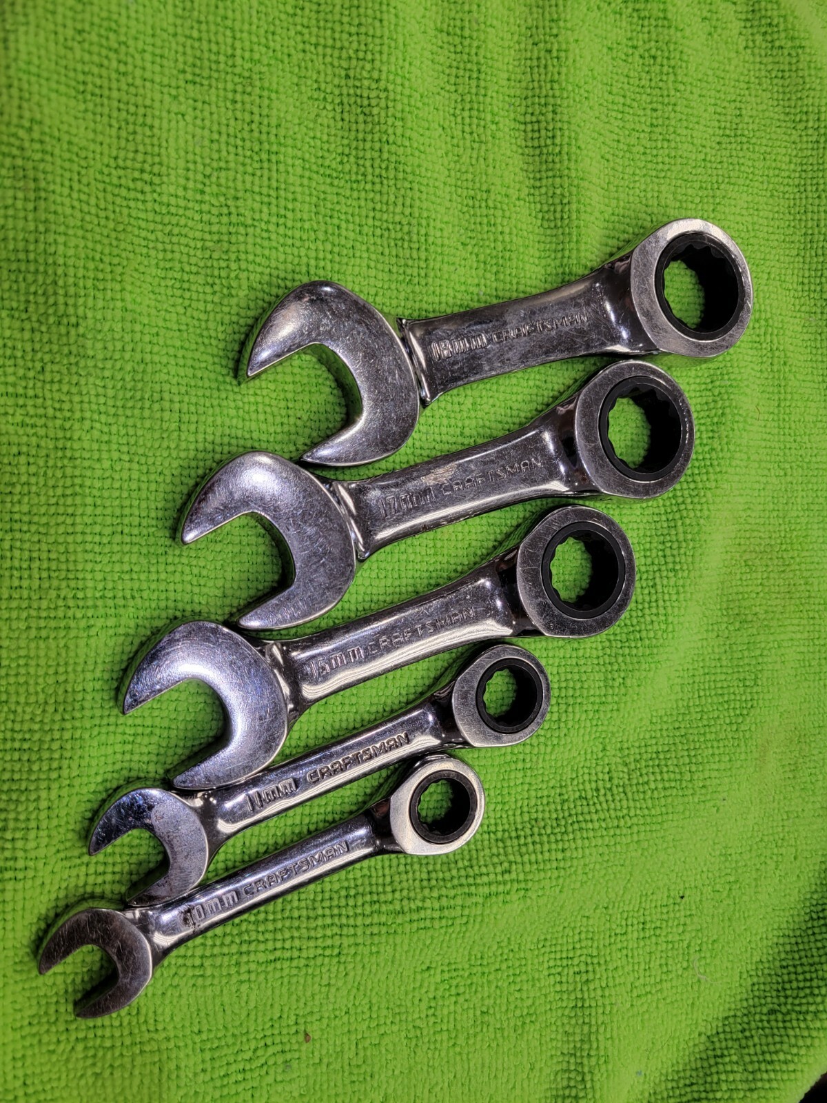 Craftsman 10mm 11mm 15mm 17mm 18mm Stubby Ratchet Wrench Cmmt set of five