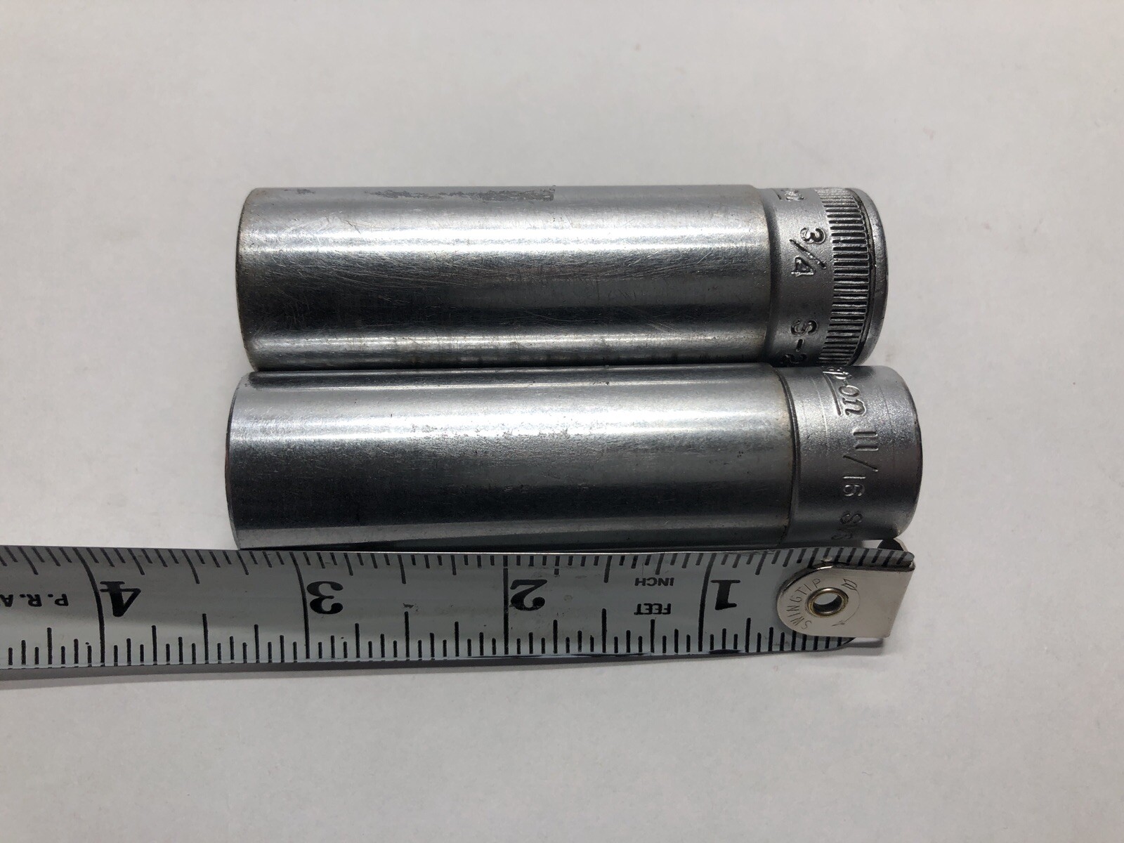 2 Vtg Snap-On Deep Sockets S-240 SVS 221 USA 1/2 in Drive 12 Point 3/4 11/16