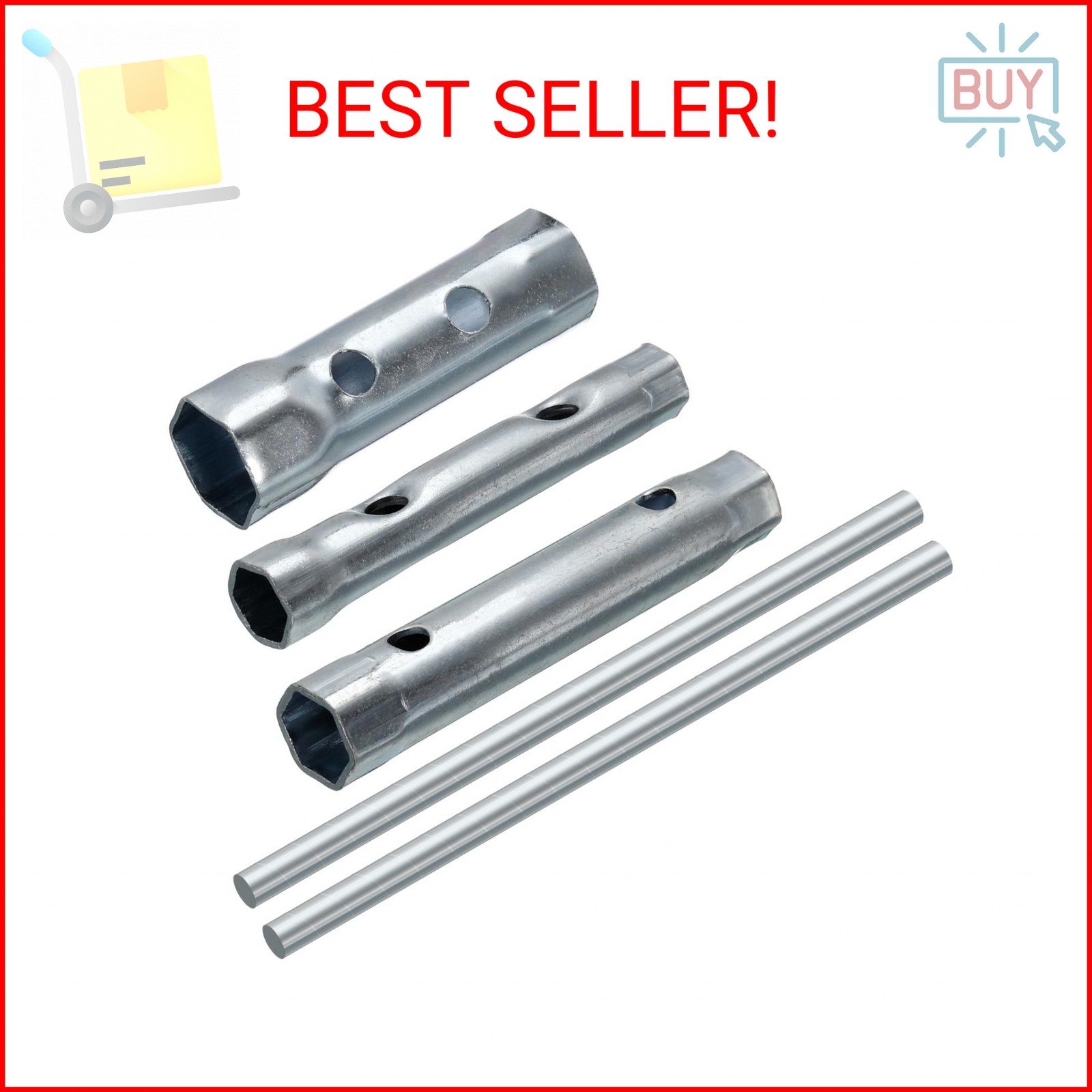 uxcell 3 Pcs Dual-Ended Wrench Socket Spark Plug Spanner Set (16/18mm, 10/12mm,