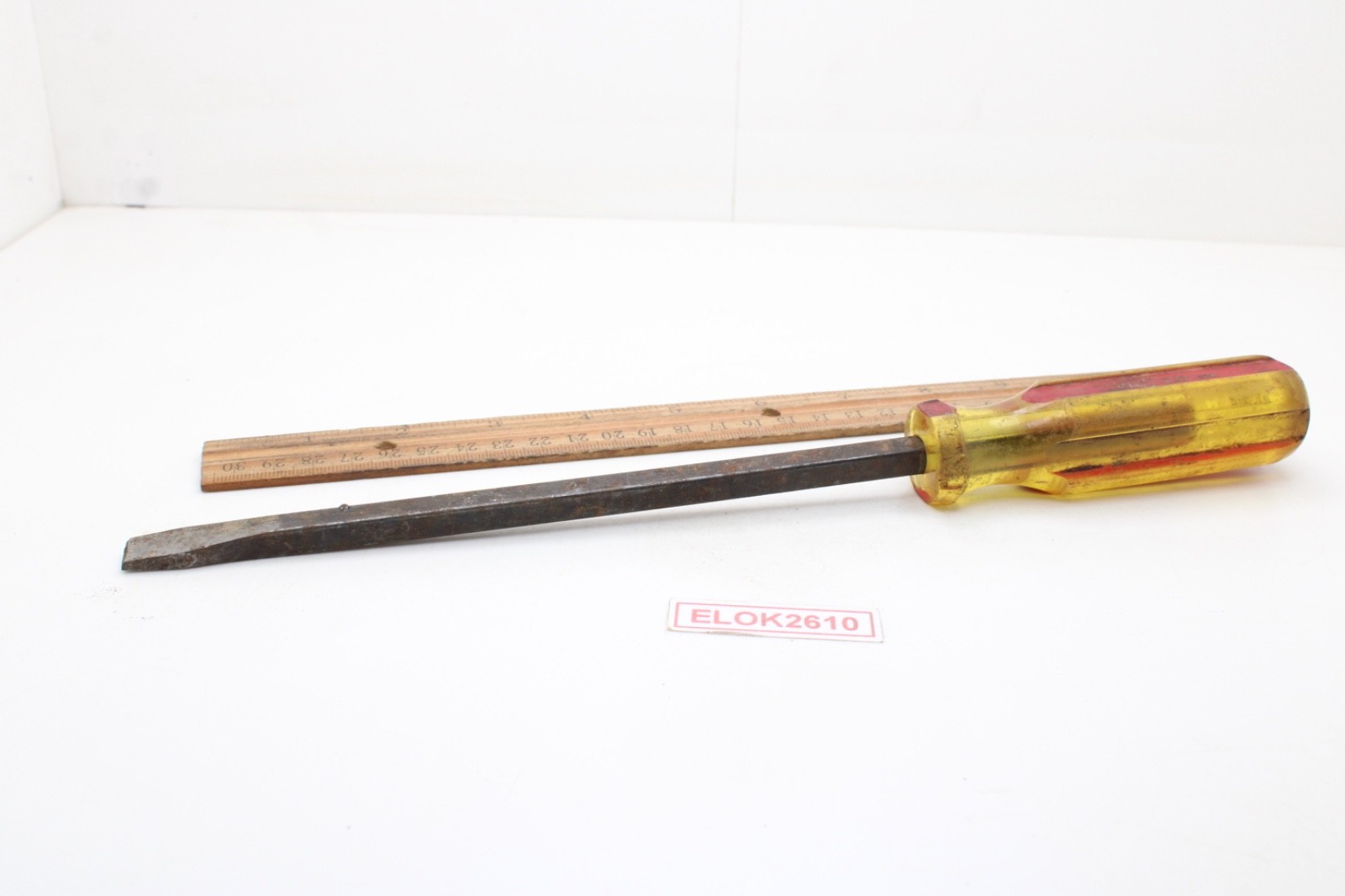 Mac Tools PJ8 3/8″ Tip Flat/Slotted Screwdriver 8″ Shaft Yellow/Red Handle USA