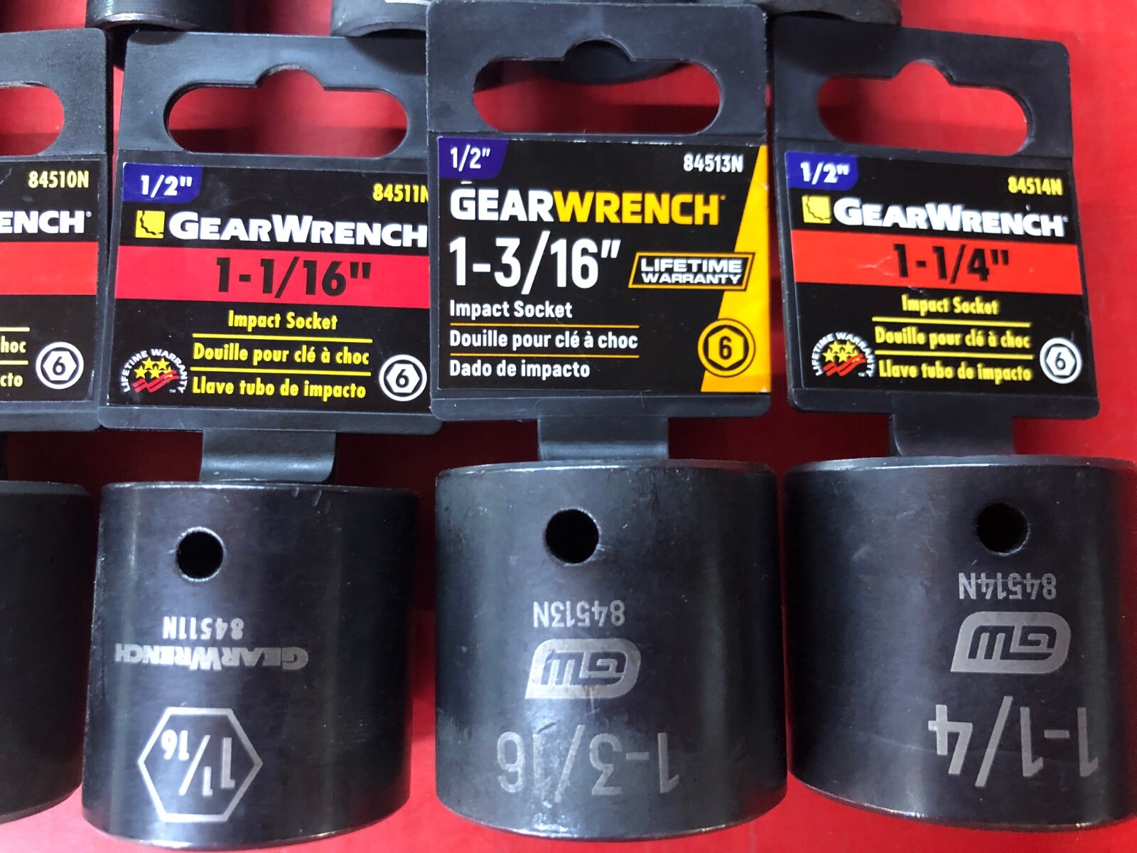LOT OF 10 GEARWRENCH SAE SHALLOW IMPACT SOCKETS SET 1/2″ DRIVE 3/8″ UP TO 1-1/4″