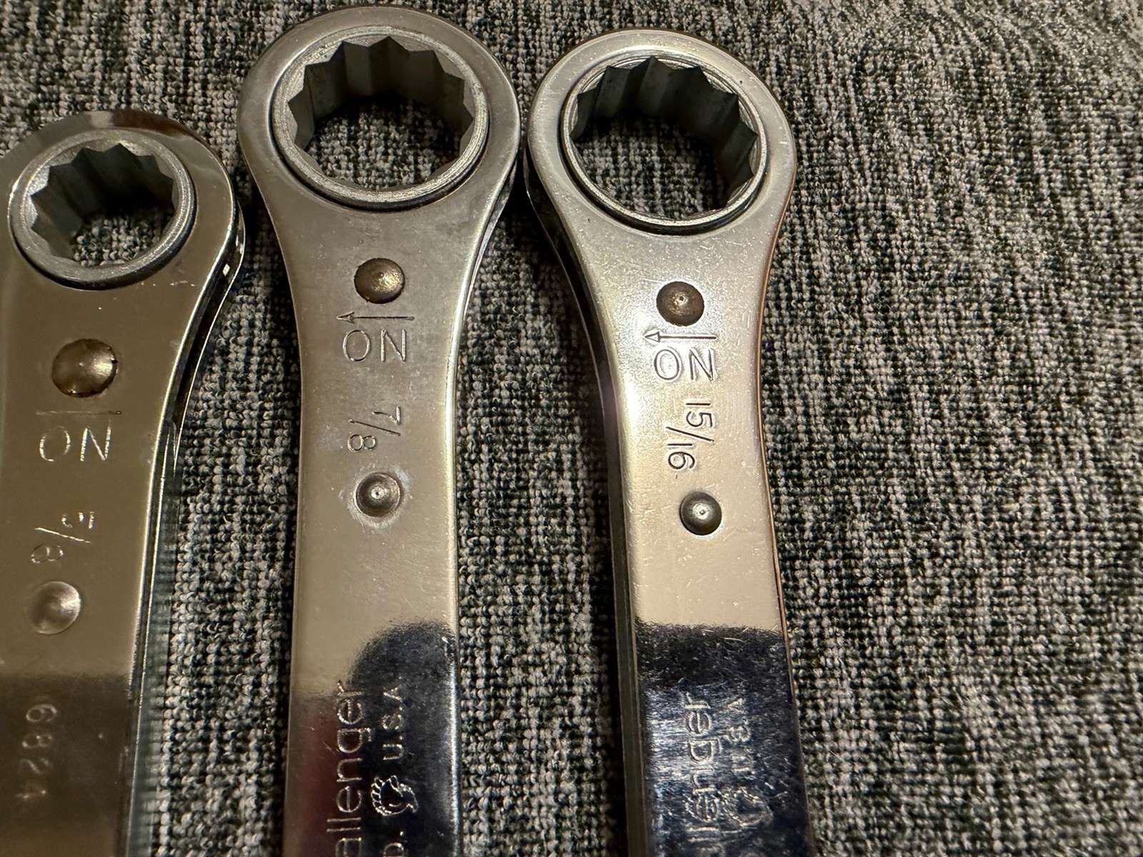 Vintage Challenger 7 Piece SAE Ratcheting Box End Wrench Set With Pouch