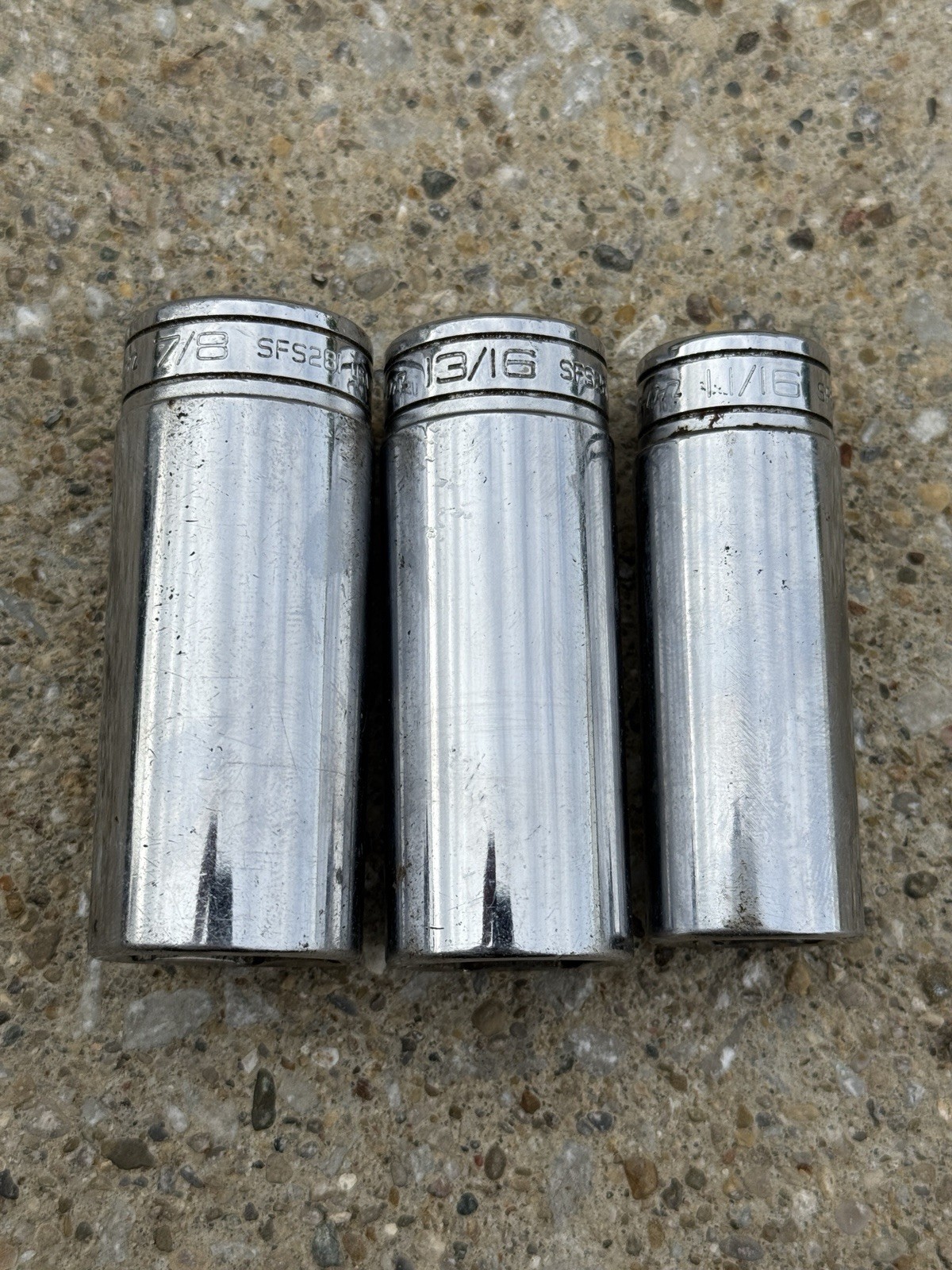 Snap-on Tools 9-Piece 3/8″ Drive SAE Deep 6 Point Socket Set 1/4″ To 7/8″ -READ