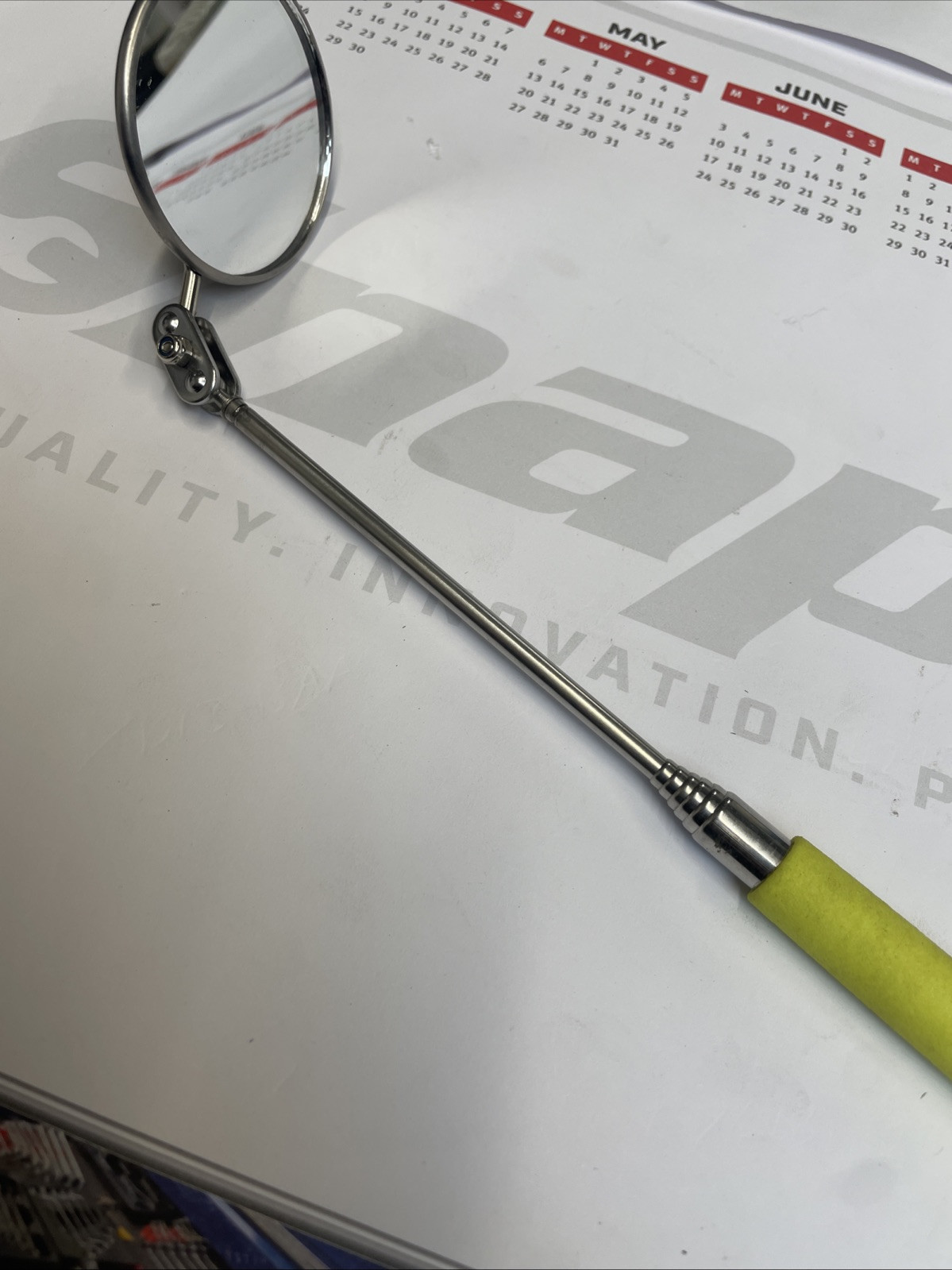 blue point 3ft extending mirror easy carry pocket size adjustable Snapon Yellow