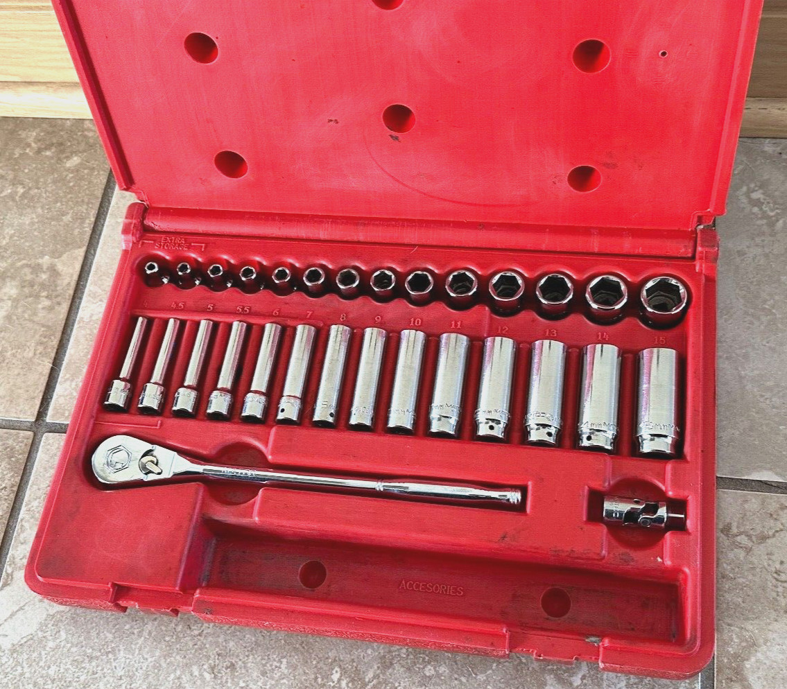 MATCO Tools 1/4″ METRIC Ratchet Socket Set General Service Swivel Lot Case Deep