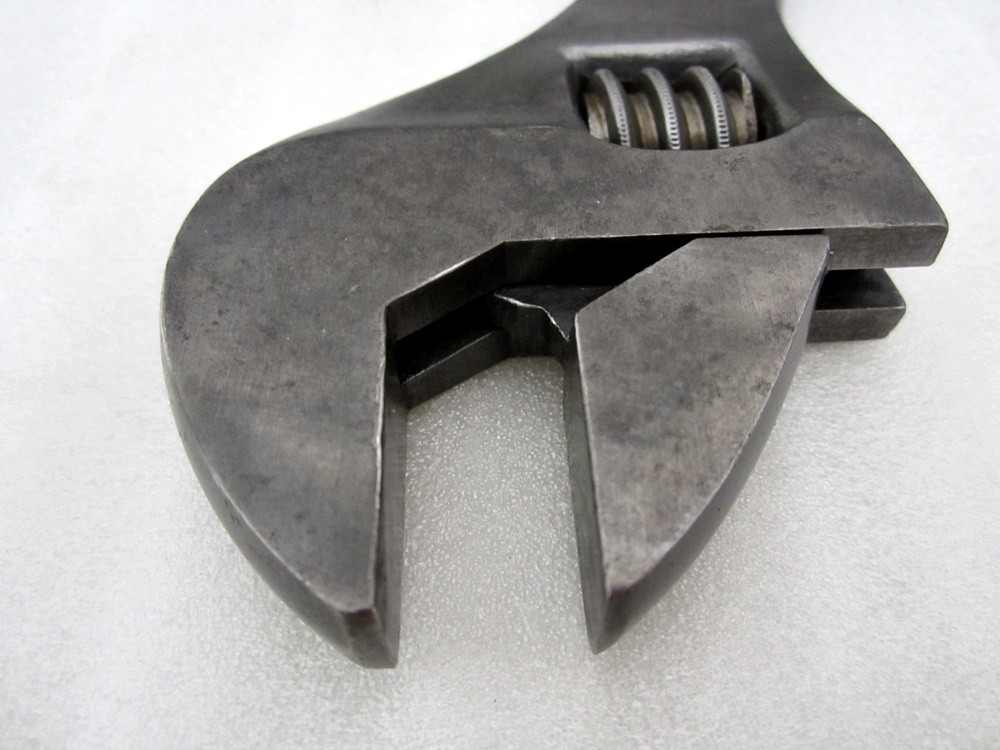 Vintage 12″ German Adjustable Wrench Thick Jaws Made in Germany