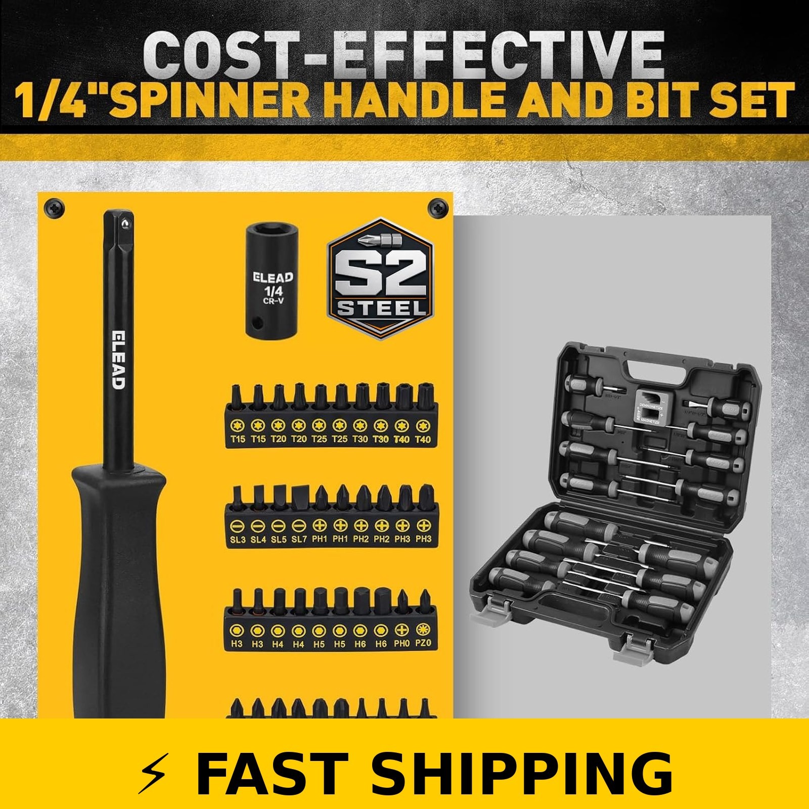 ELEAD 96-Piece 3/8″ Drive Impact Socket Set – SAE & Metric