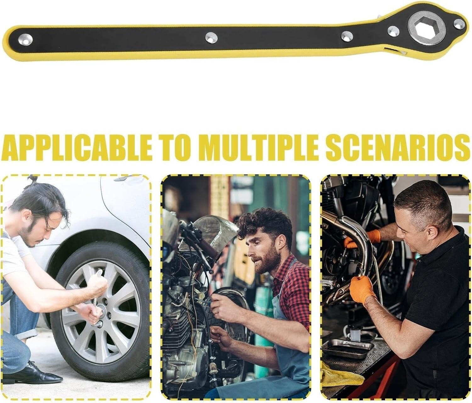 Yellow/Black Car Jack Ratchet Wrench Tire Wheel Lug Wrench Hand Repair Tool Auto