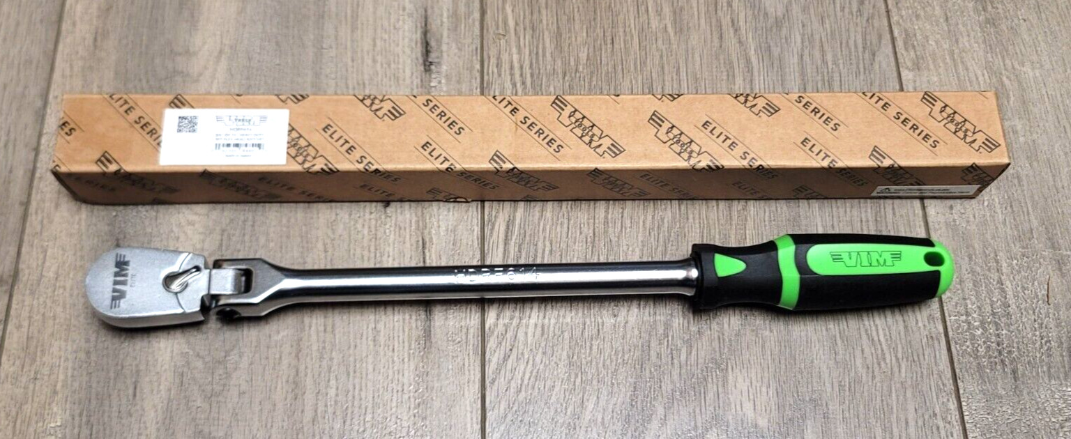 VIM PRO 90T 3/8″ drive 14″ Long Flex Head Ratchet w/ Soft Grip Handle #HDRF614