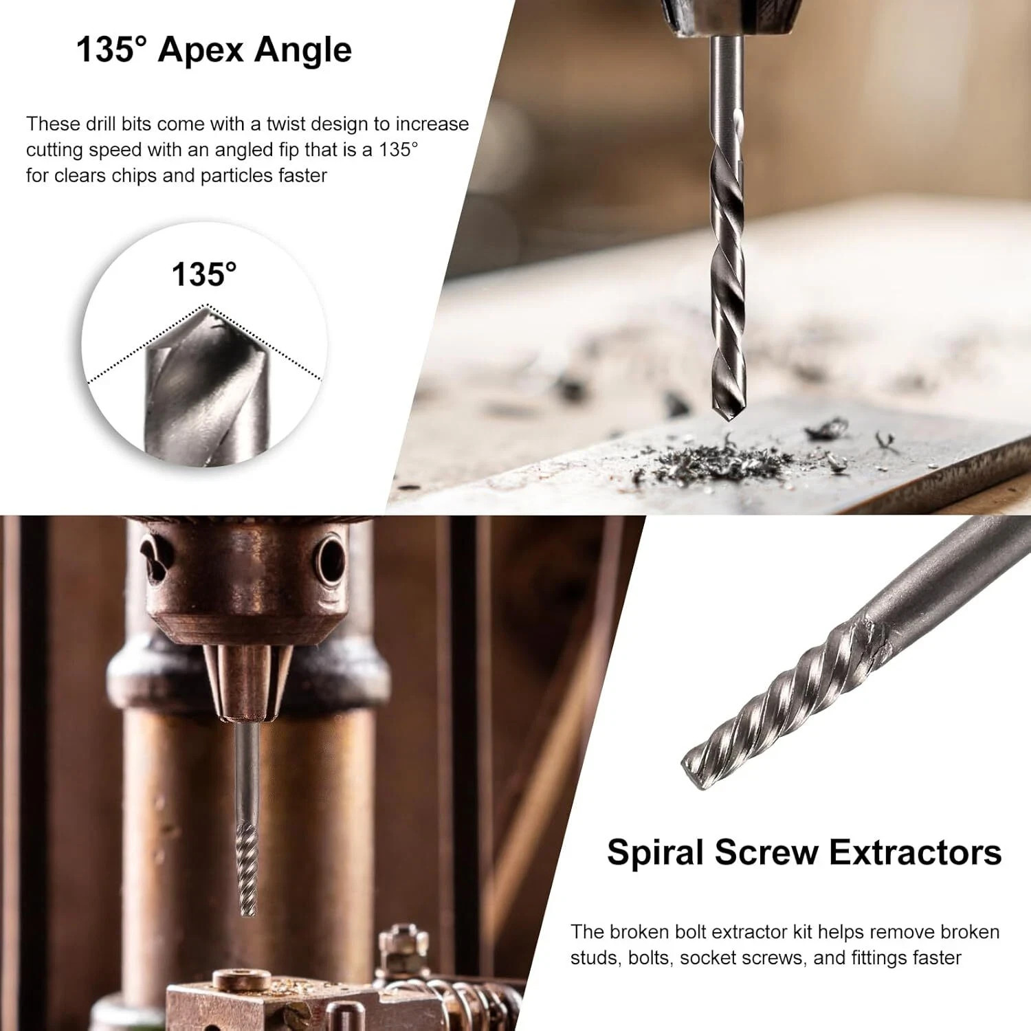 Screws Bolt Extractor Set W/Drill Bit Kit Lug Nut Extraction Sockets 26PCS