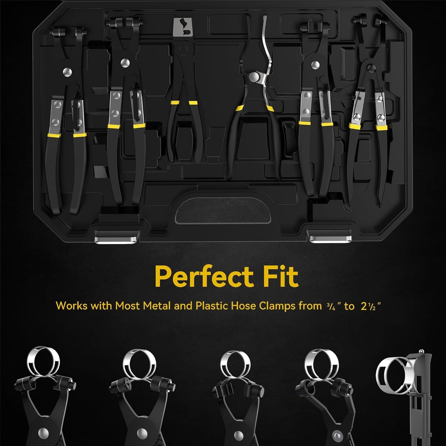 Heavy Duty Hose Clamp Pliers Set 9pc – Alloy Steel Swivel Jaw Flexible Auto R…