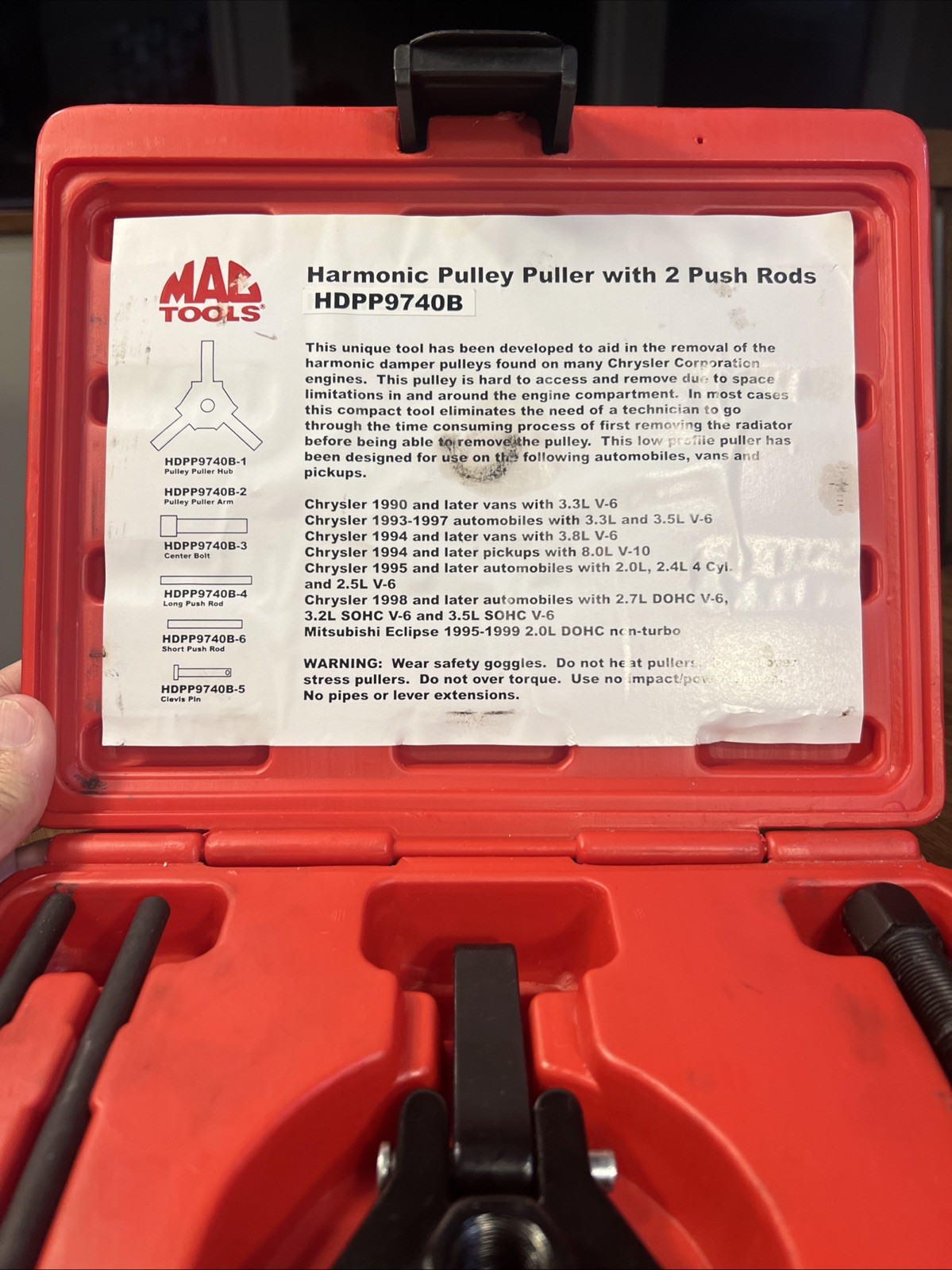 Pre-owned MAC Tools Harmonic Pulley Puller W/ 2 Push Rods HDPP9740B
