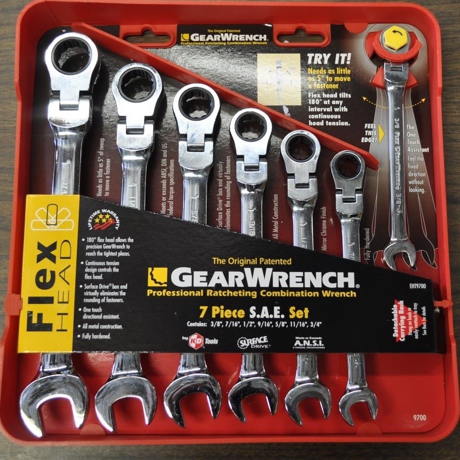 Danaher KD 9700 7 Piece SAE Flex Head Combination Gear Wrench Set 3/8″-3/4″