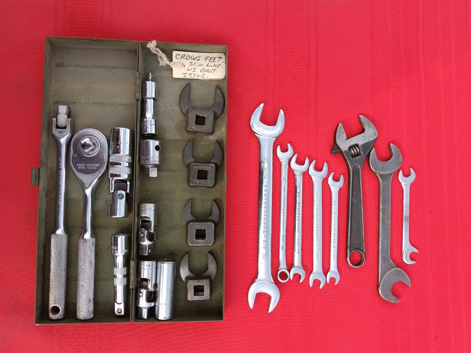 PROTO 20 PIECE 3/8″dr. SAE Mixed Socket Set + Pro wrenches +4 Slimline Crowfoot