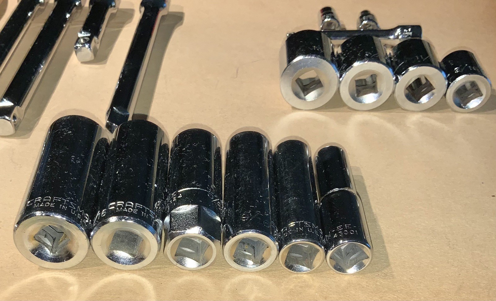 Craftsman USA and Stanley 3/8” Drive Sockets and Extensions Mixed Lot