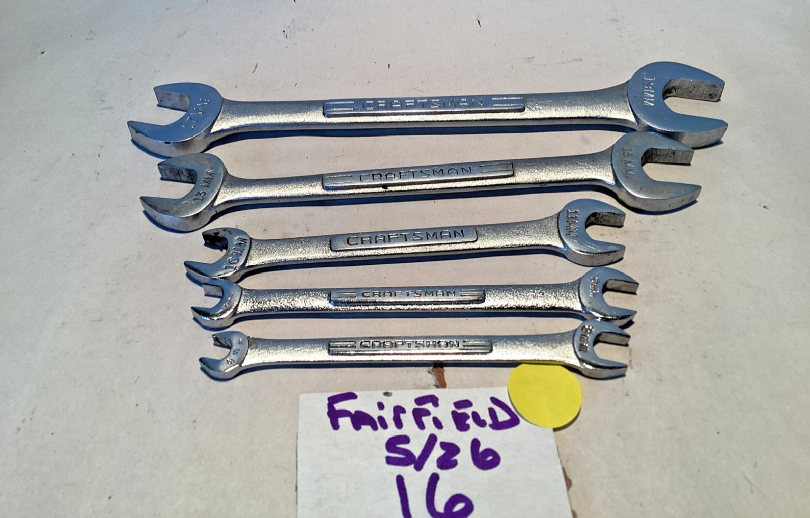 5 Vintage Craftsman V metric open end wrenches 19/17mm 15/13mm 11/10mm 9/7m 8/6m