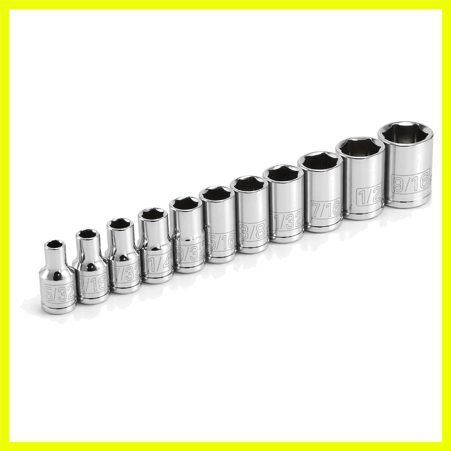 11 Piece 1/4-Inch Drive SAE Socket Set, Sizes 5/32 Inch to 9/16 Inch, 6-Point…