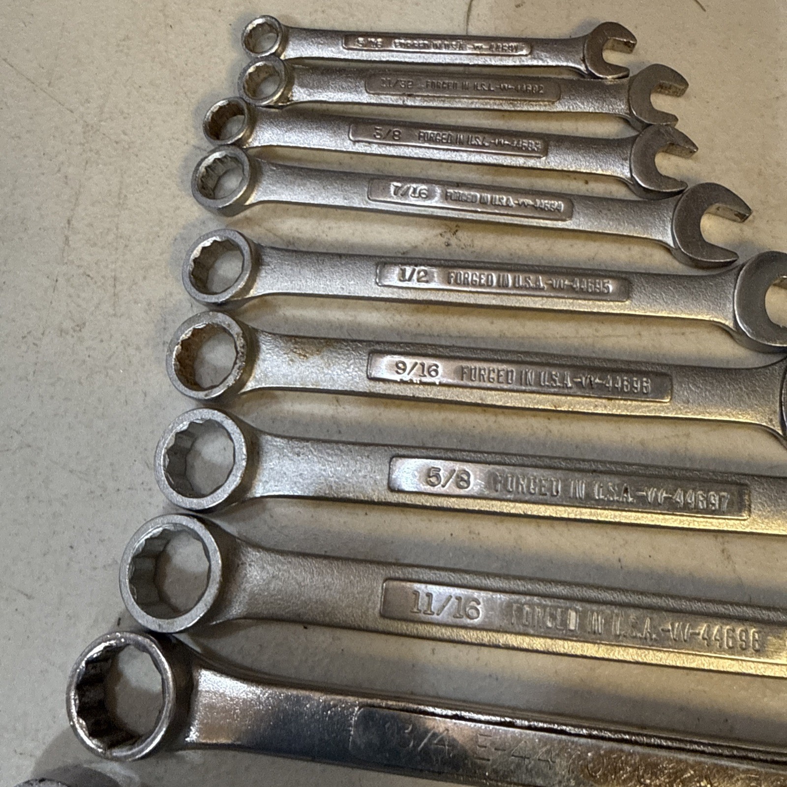 USA Made Craftsman 10 piece SAE Combination Wrench Set -VV- 7/8” To 5/16”