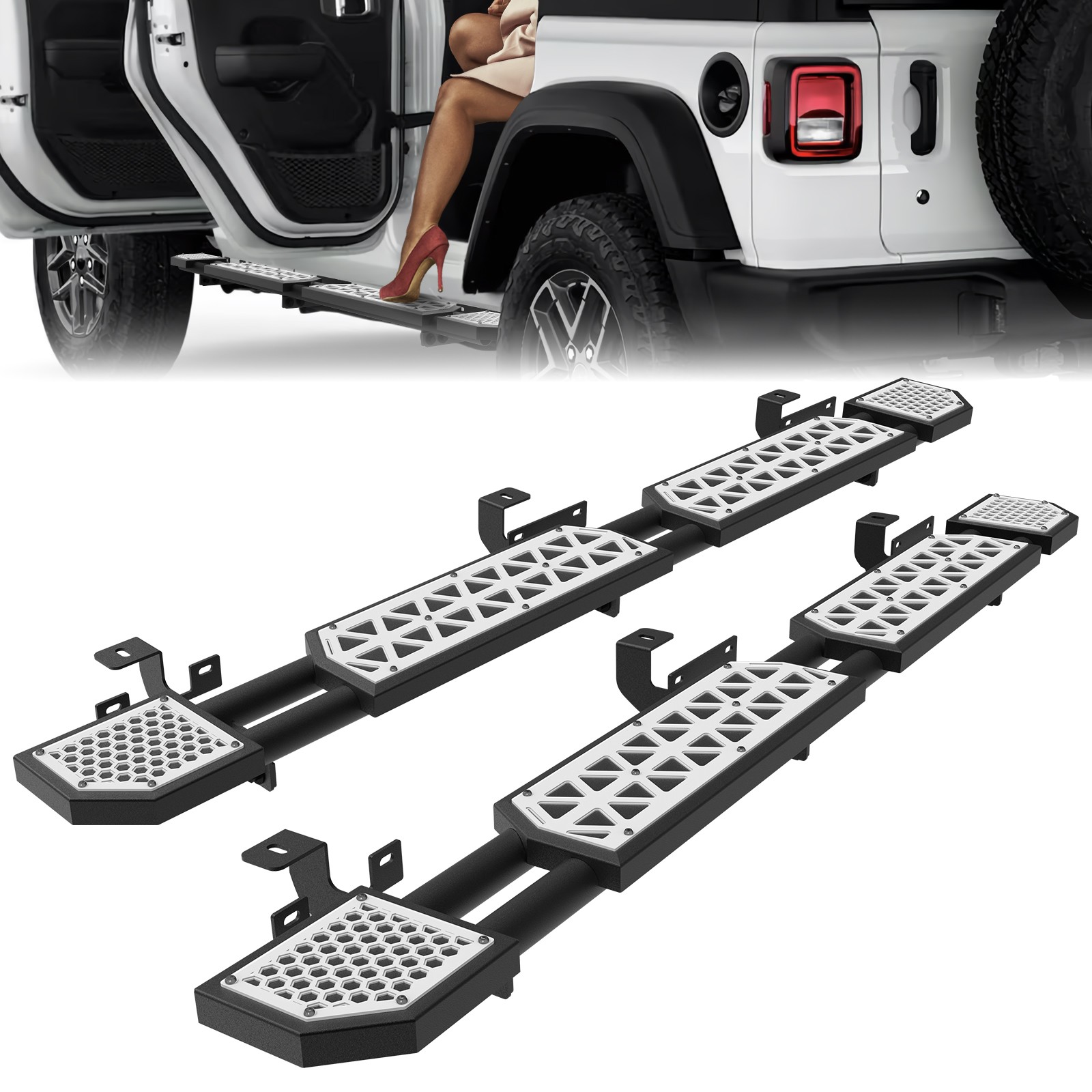 White/ Red/ Green/ Blue Running Boards Fits Jeep Wrangler JL 2018-2025 4 Door