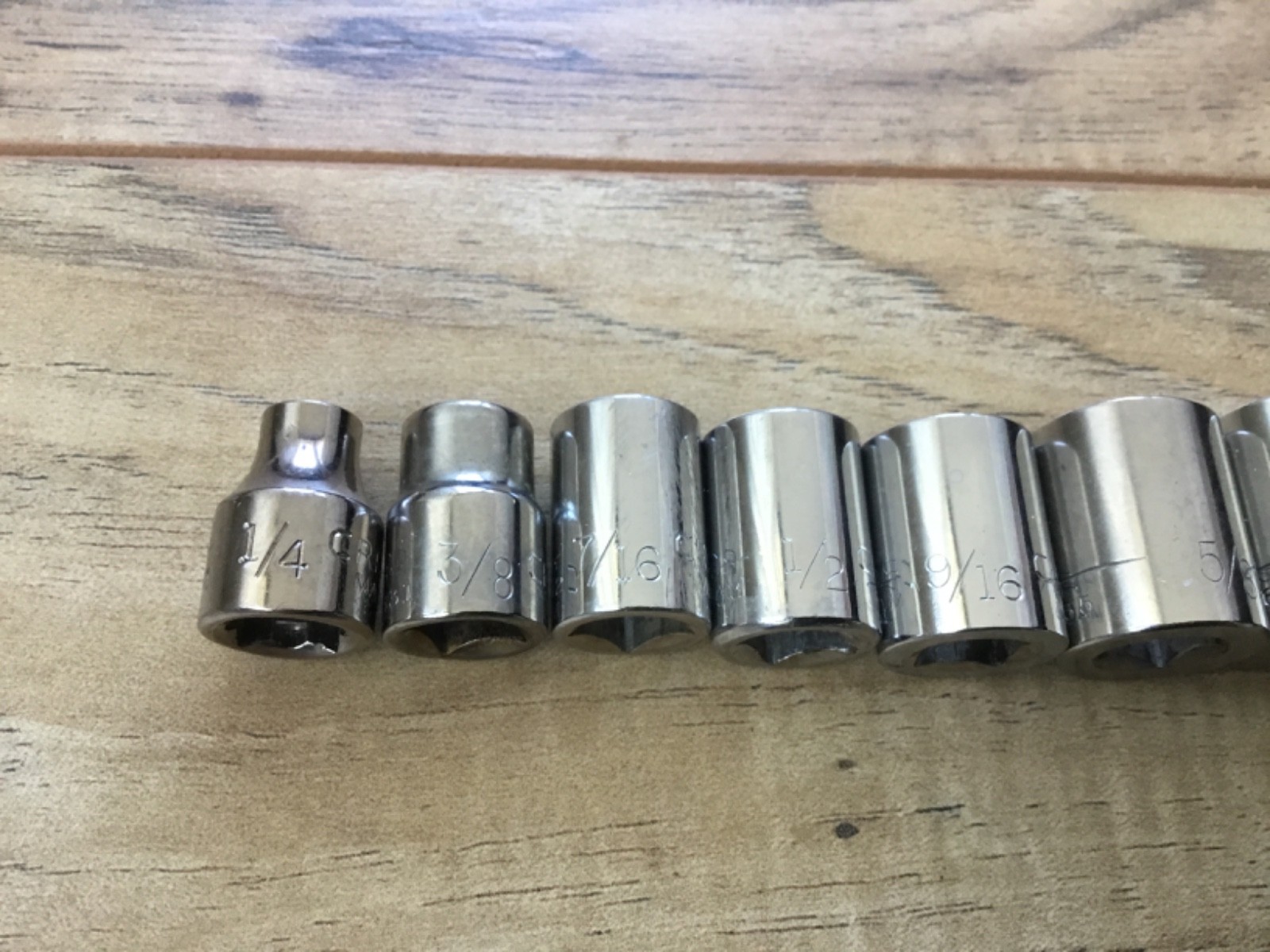 9 Pc CRAFTSMAN 3/8 Drive -G- SAE 12pt Sockets 1/4” – 13/16” Shallow USA
