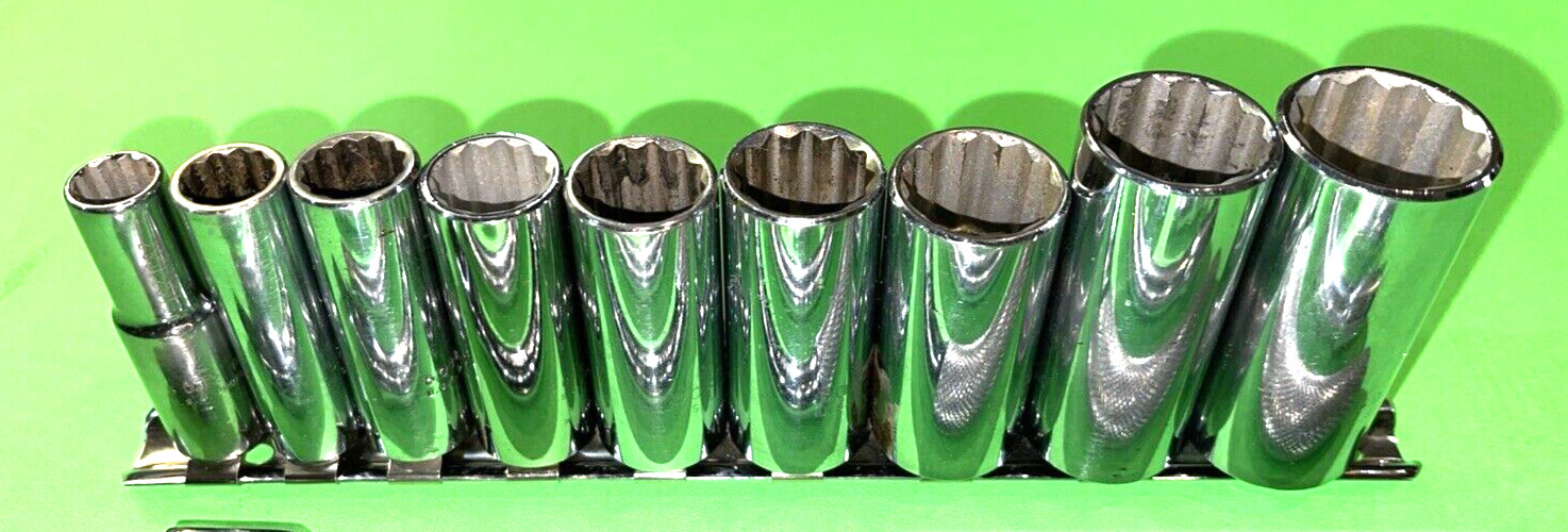 PROTO TOOLS 15 PIECE 3/8 DRIVE SAE. GENERAL SERVICE 12-POINT DEEP SOCKET SET