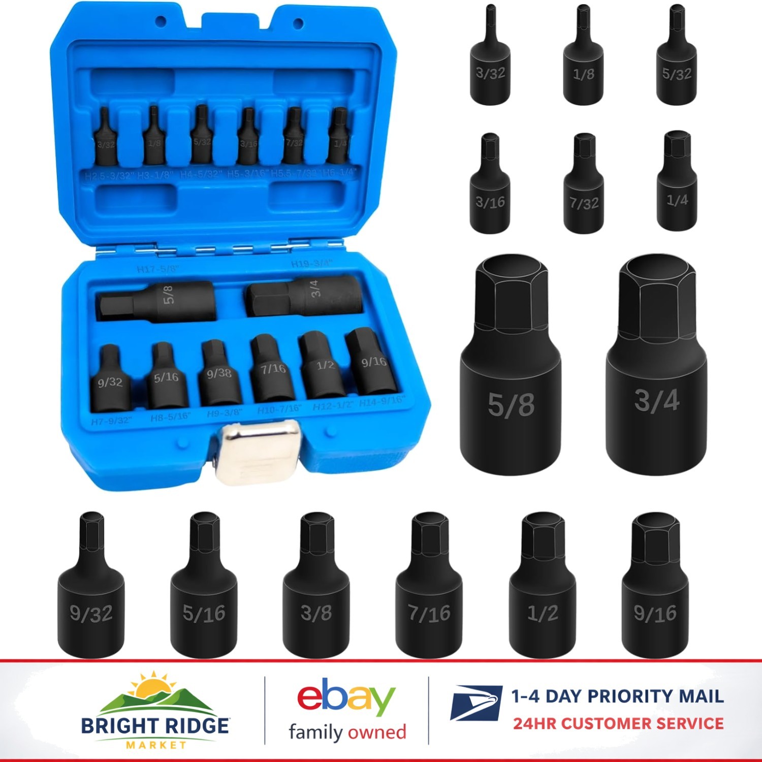 14-Piece Impact Grade Allen Bit Socket Set for Versatile Repairs and Maintenance