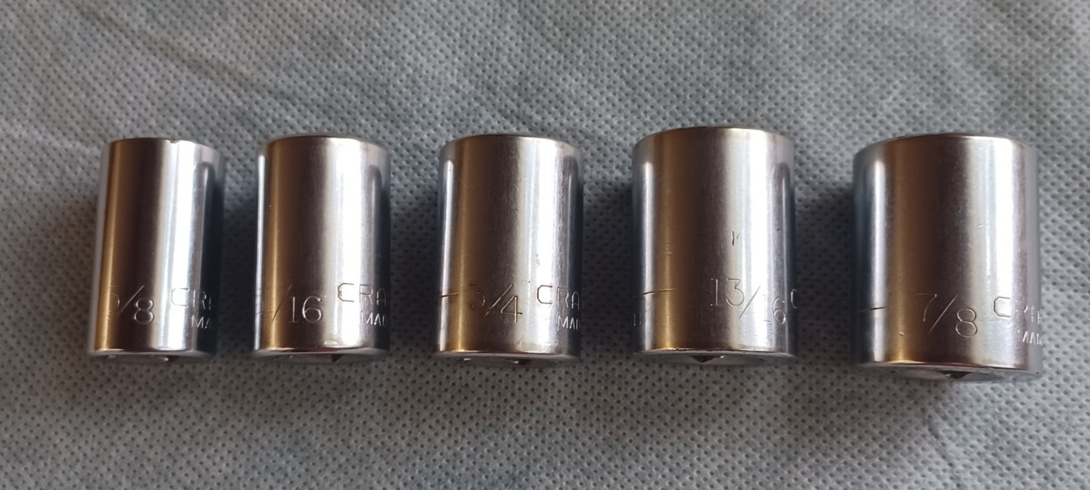 Lot Of 5 Craftsman 1/2″ Drive -G-Series Sockets 5/8″-7/8” 12-Point ~ Made In USA