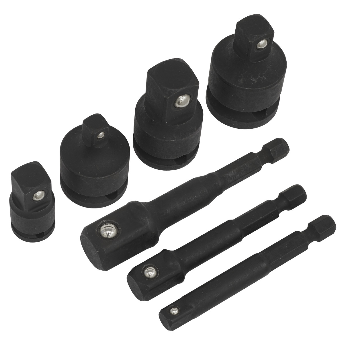 Sealey Impact Socket Adaptor Set Manganese Phosphate Finish 7 Pieces AK5522