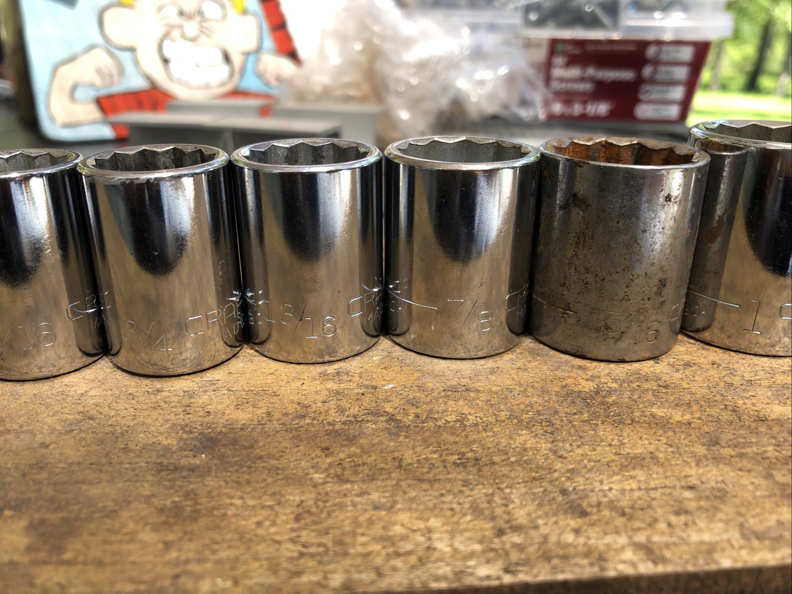 Craftsman SAE Socket Set 1/2 Drive 12 Pt 7/16-1 1/6 USA Good 11 Pieces